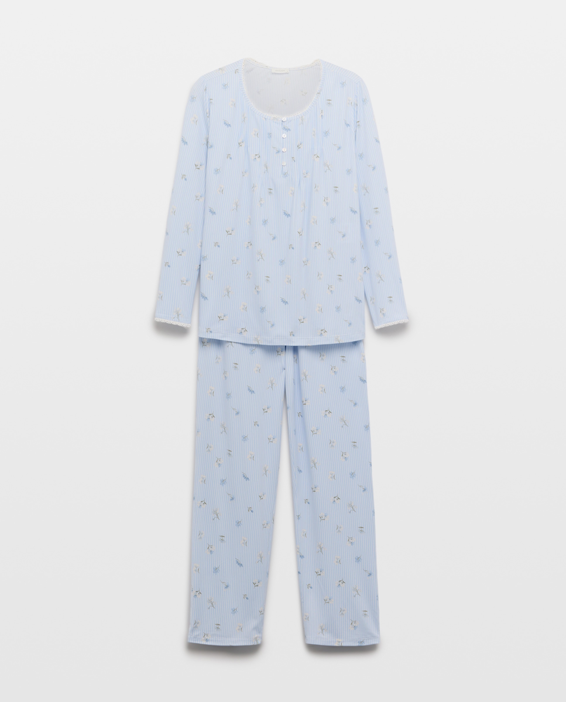 Pijama Camiseiro às Riscas Azul-3