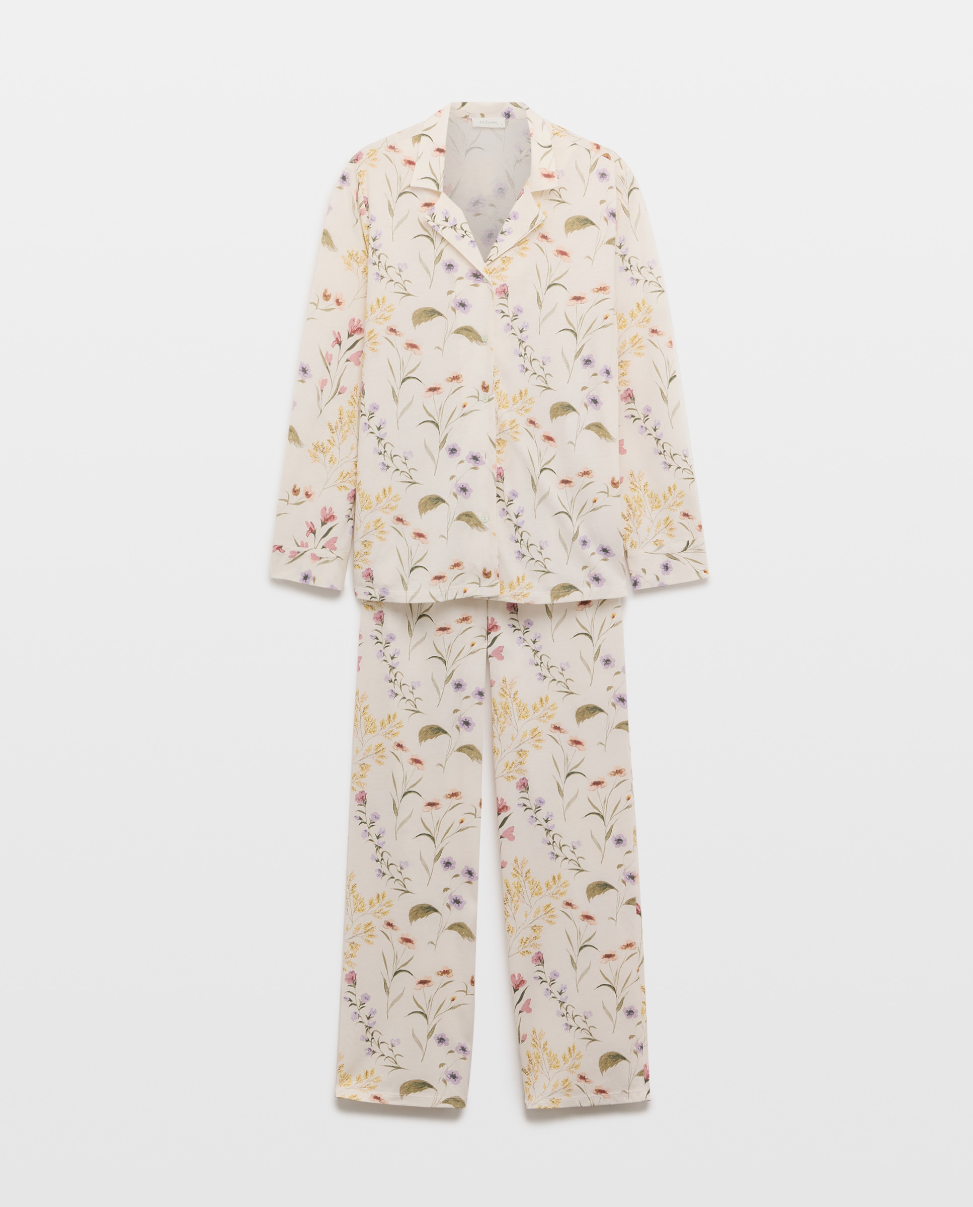 Pijama Camiseiro com Estampado Floral Rosa-3