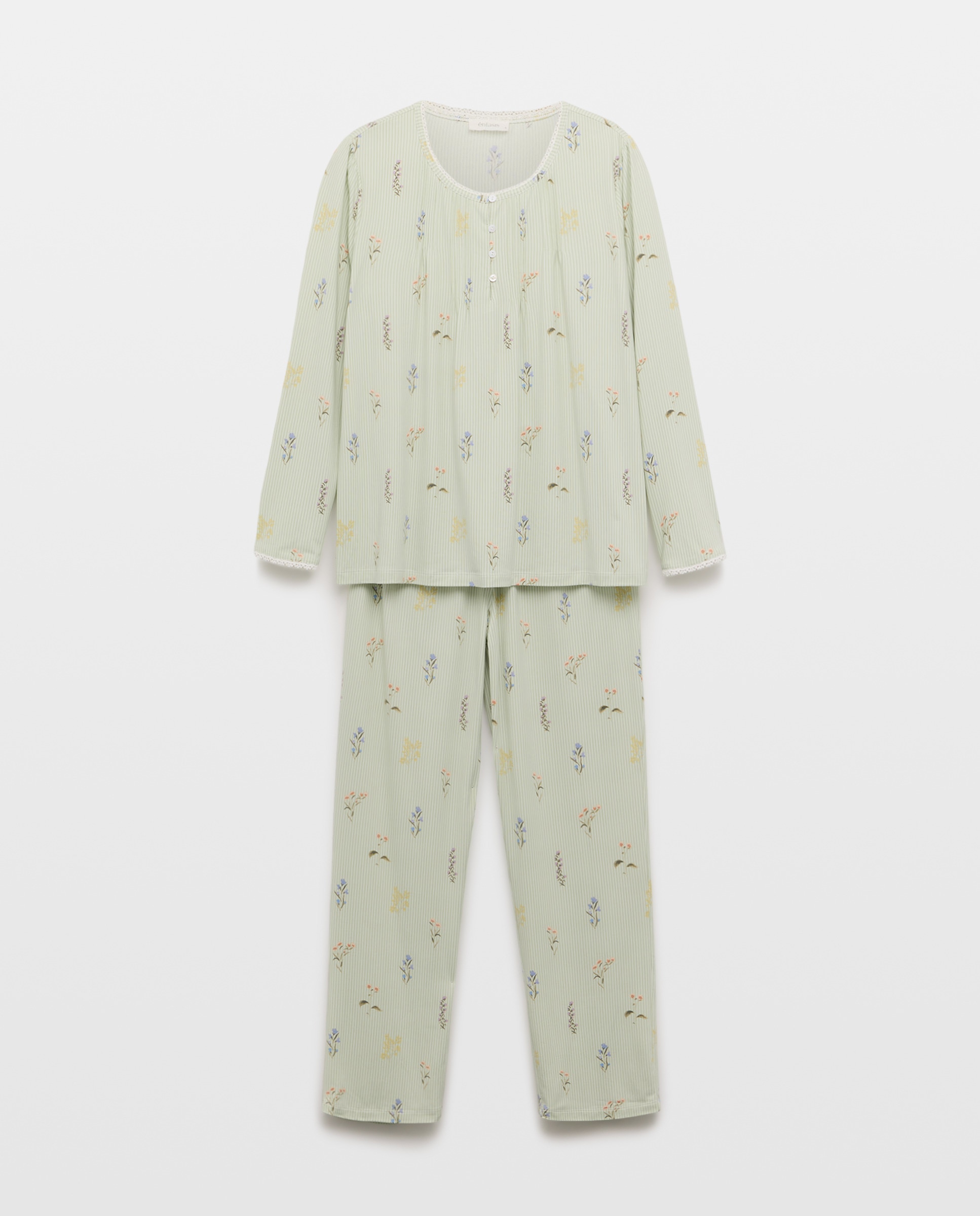 Pijama Camiseiro às Riscas Verde-3