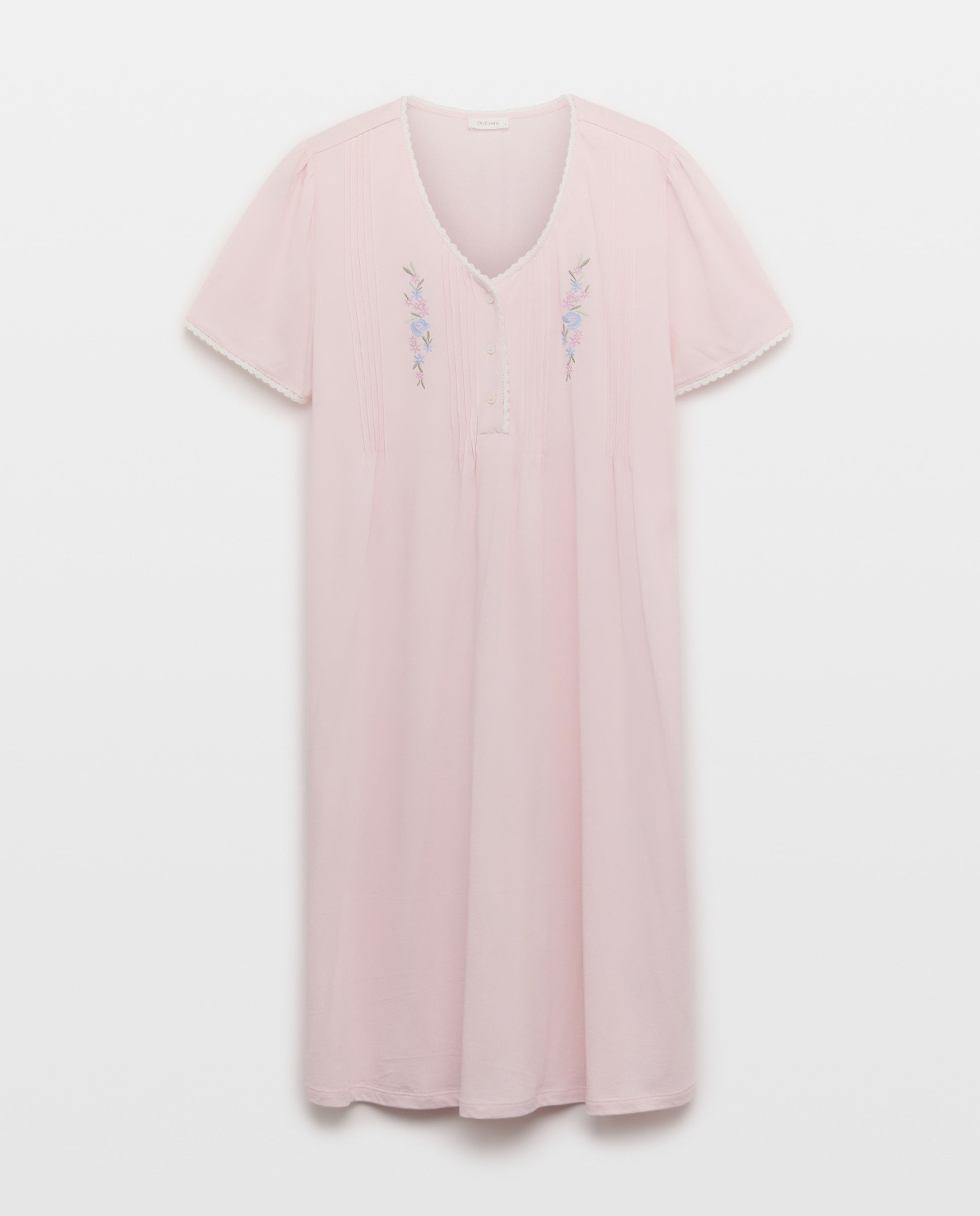 Camisa de Dormir com Carcela Floral Rosa-3