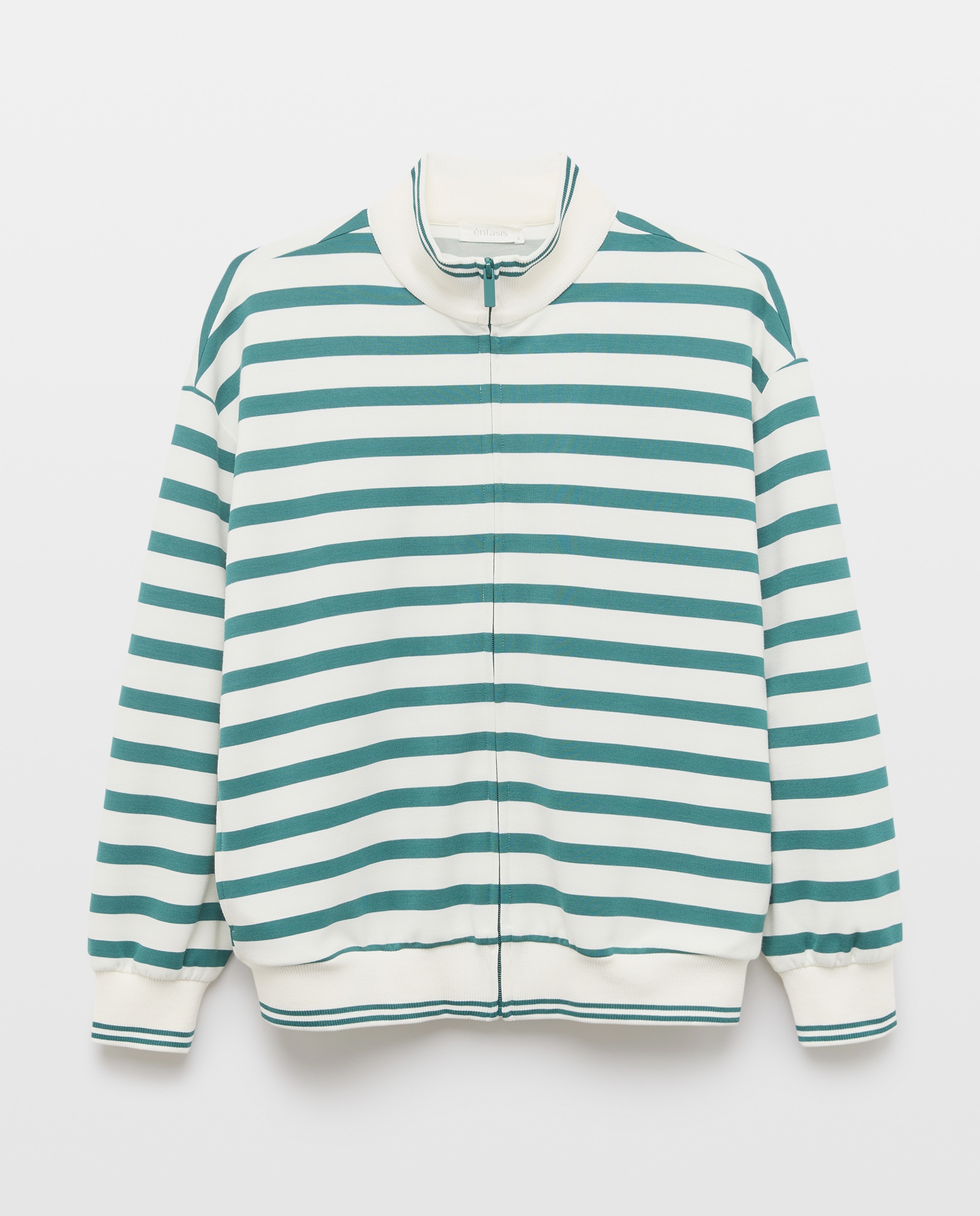 Casaco às Riscas com Colarinho de Polo Verde-4