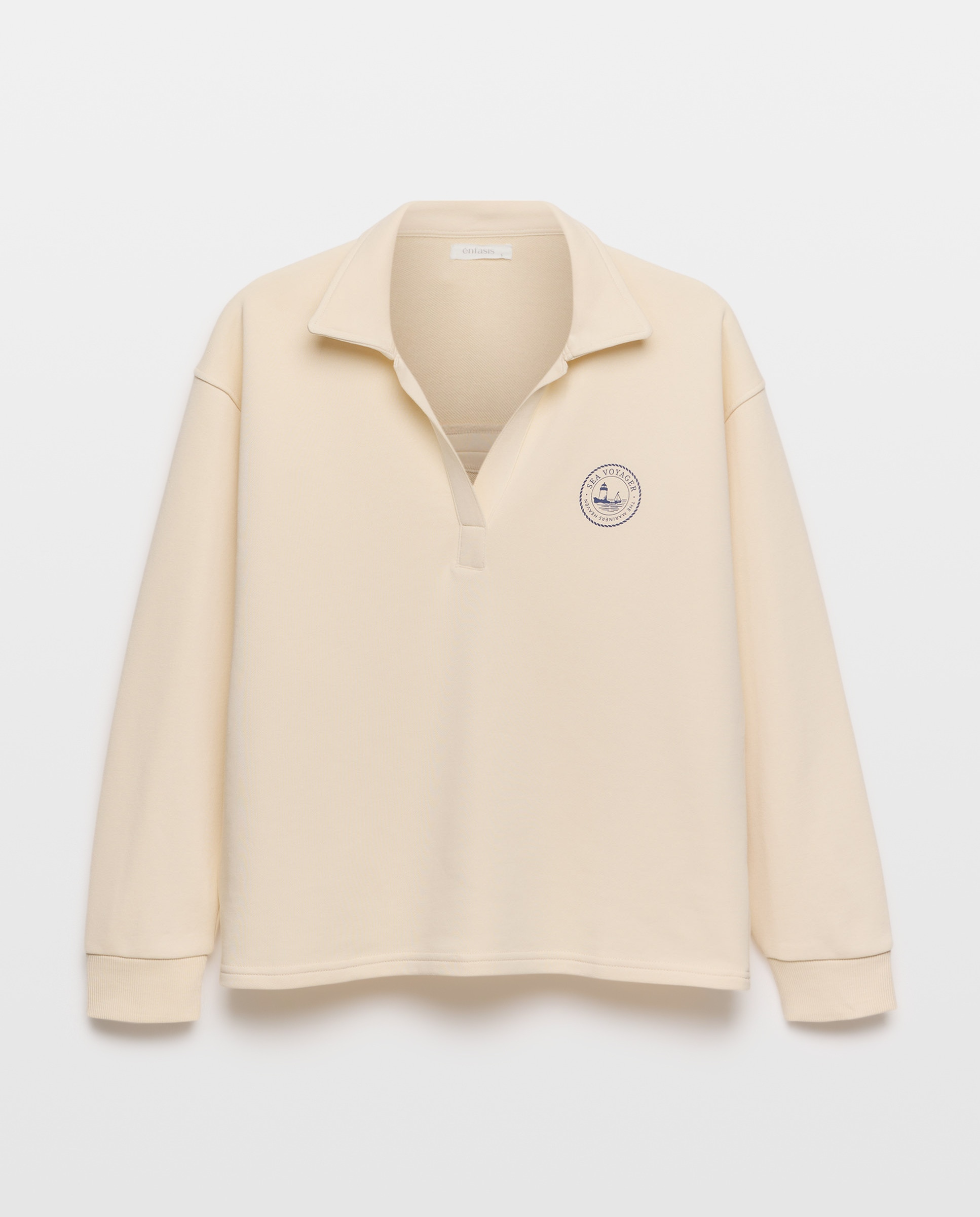 Polo Liso com Detalhes nas Mangas 120 Cru-5