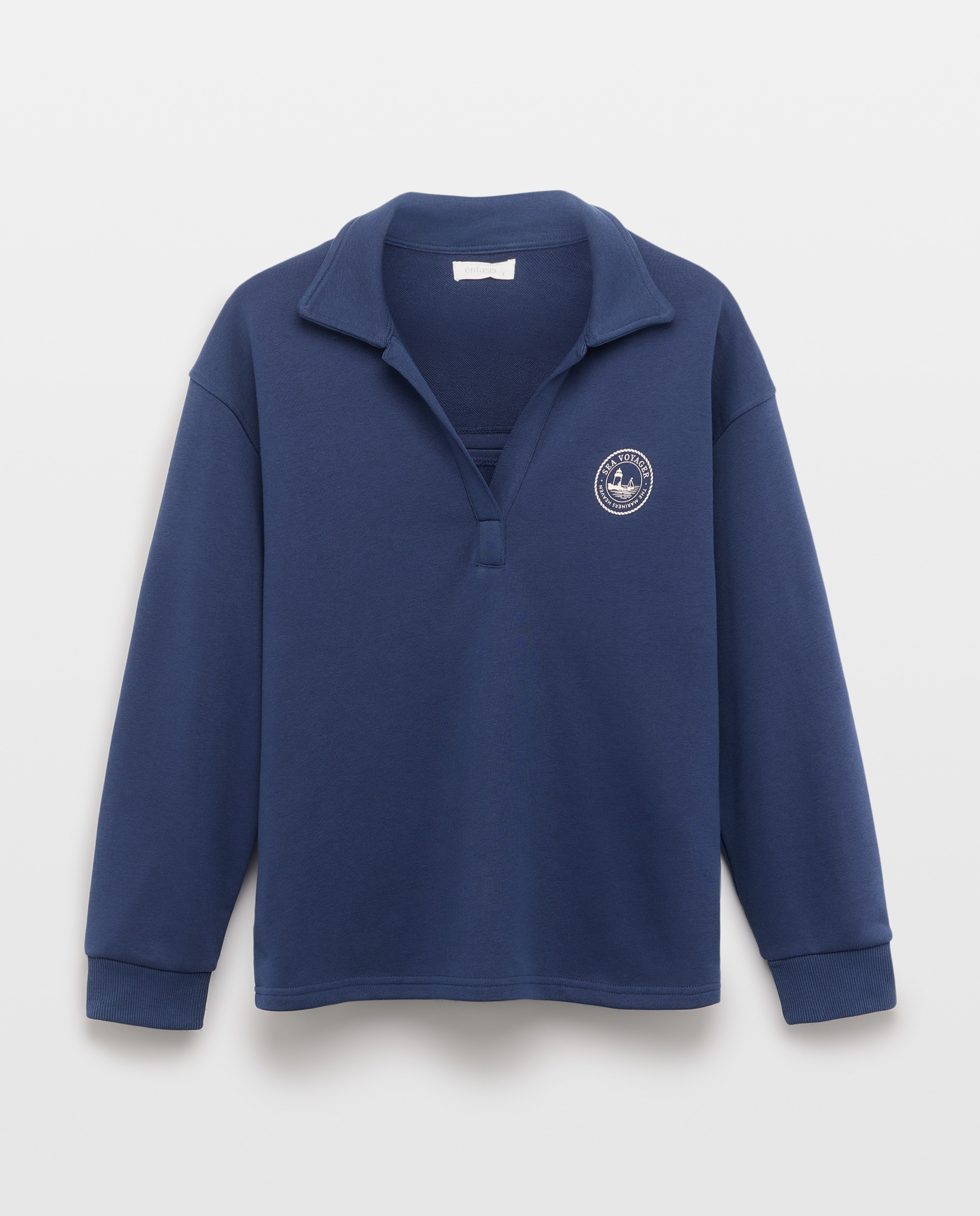 Polo Liso com Detalhes nas Mangas Azul-marinho-5