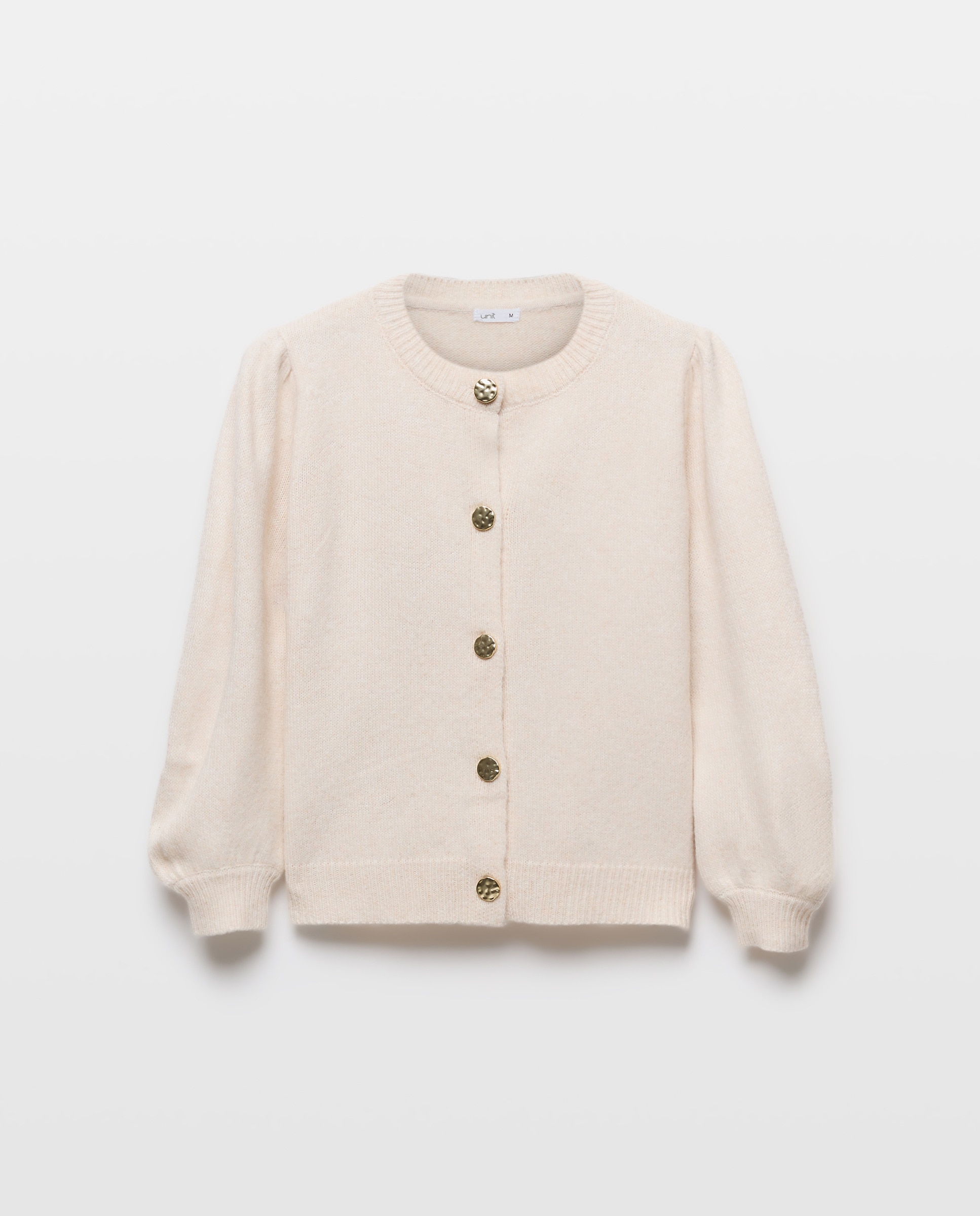 Cardigan de mujer cuello caja y manga francesa Blanco-4