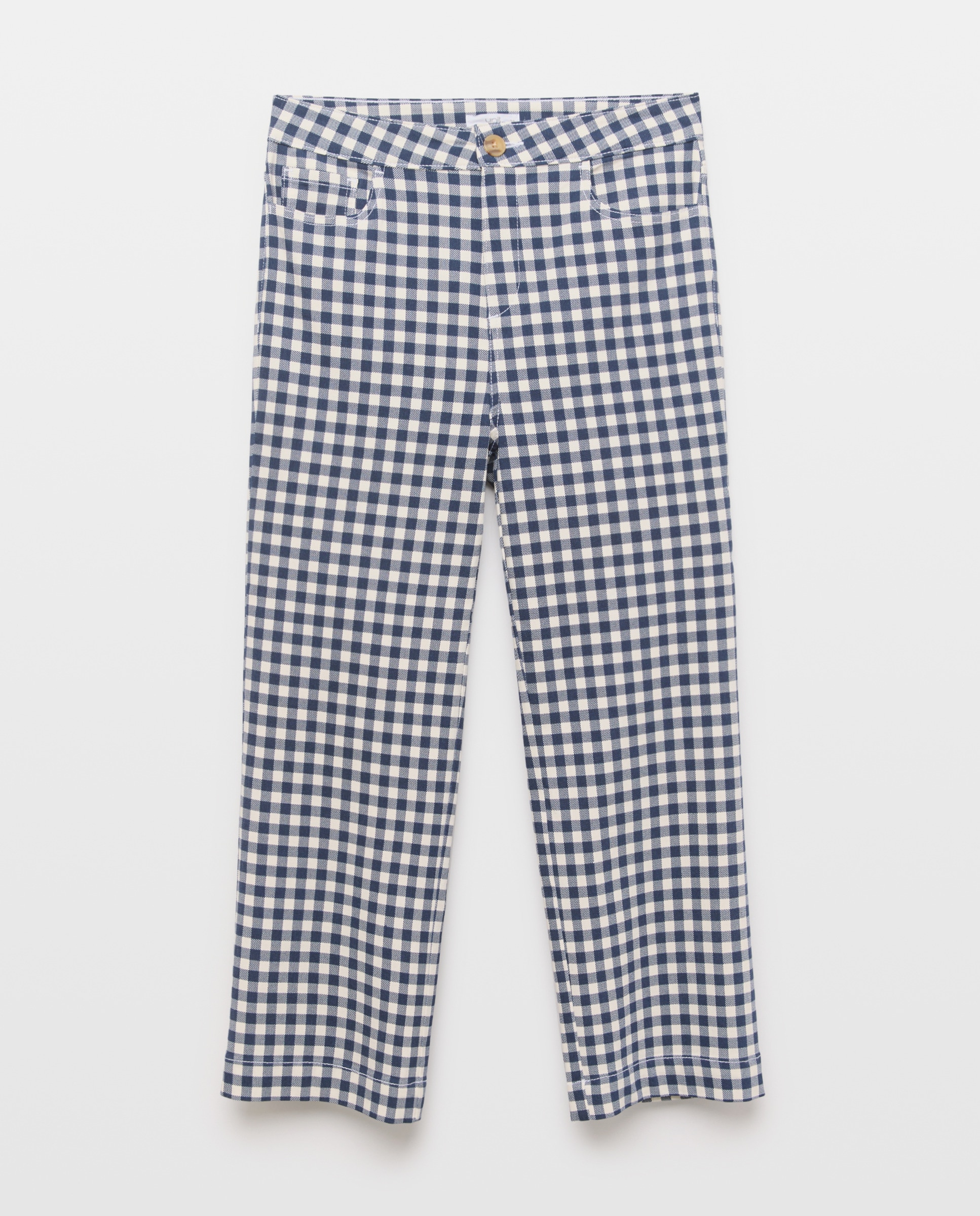Pantalon de mujer recto de cuadros vichy Azul-4