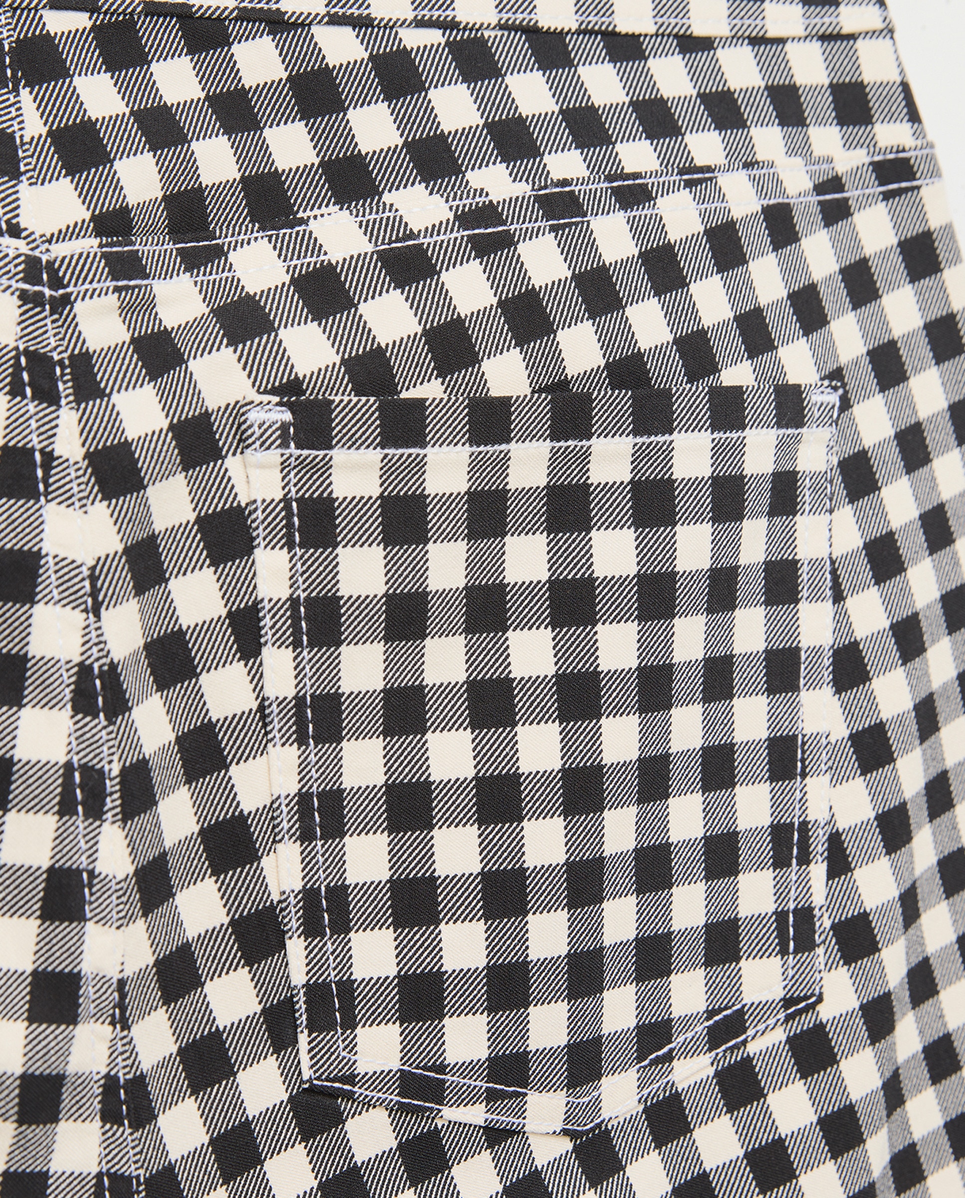 Pantalon de mujer recto de cuadros vichy Negro-5