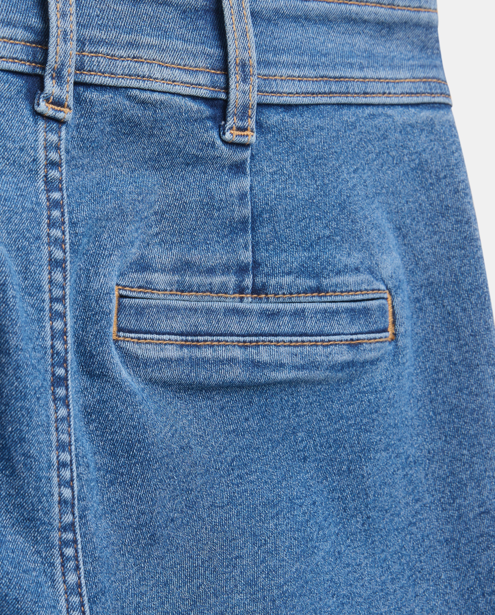 Denim wide-leg nervio con bajo de mujer Azul pálido-5