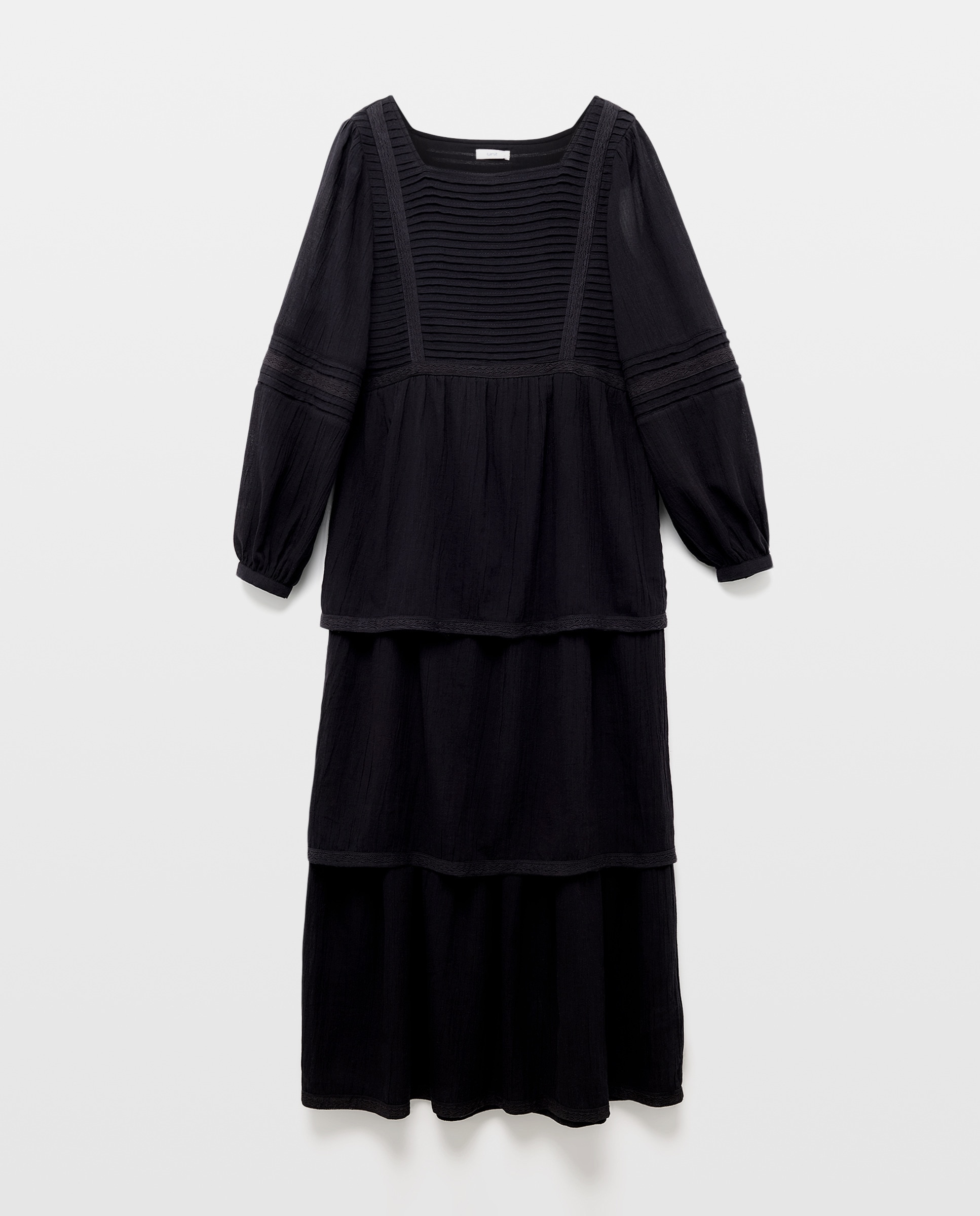 Vestido romántico de mujer largo Negro-4