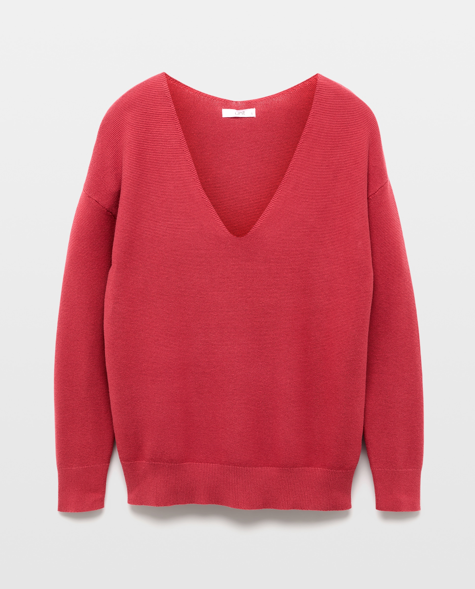 Jersey de mujer básico cuello pico 230 Rosa oscuro-4