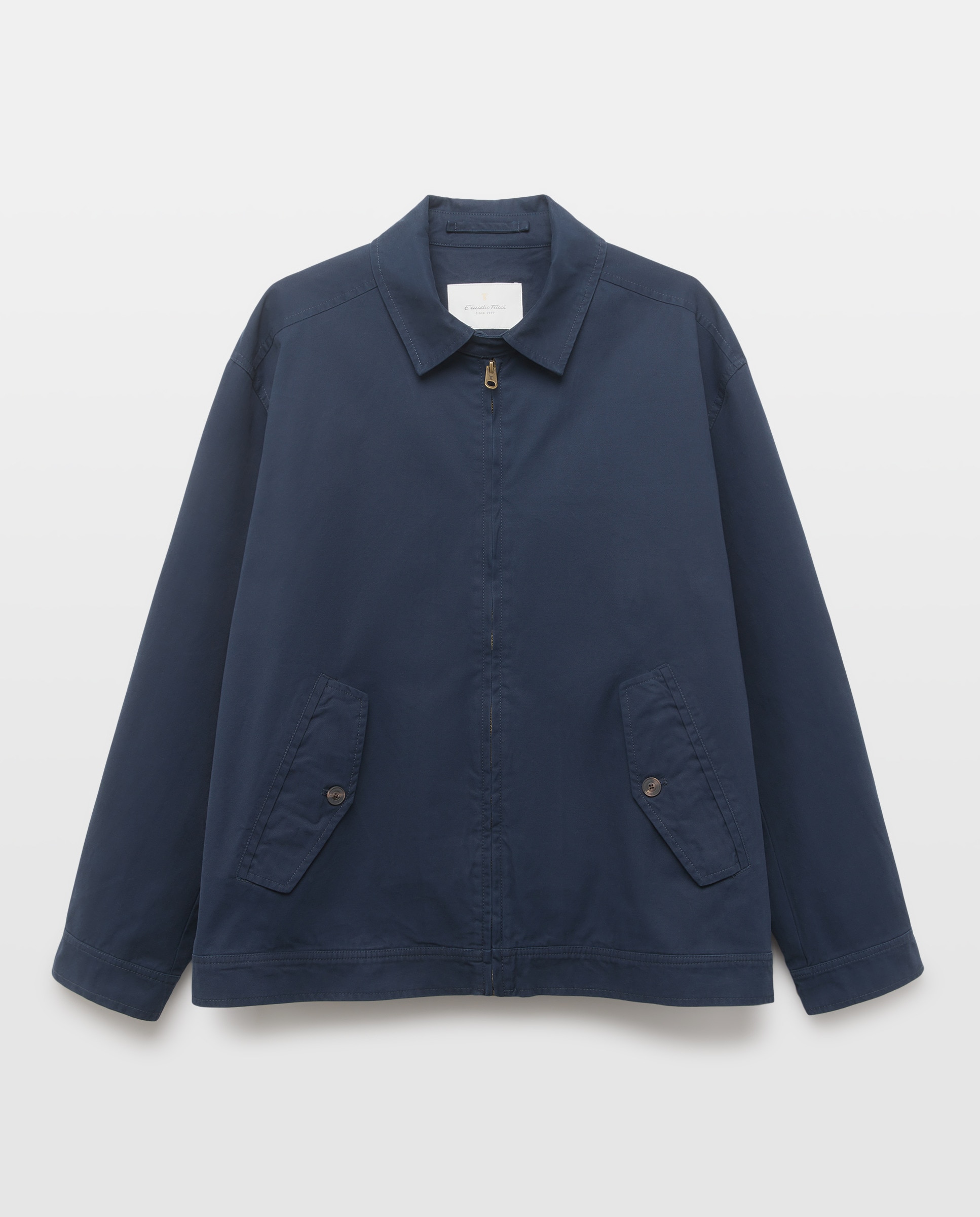 Blusão Tipo Harrington em Algodão Azul-marinho-4