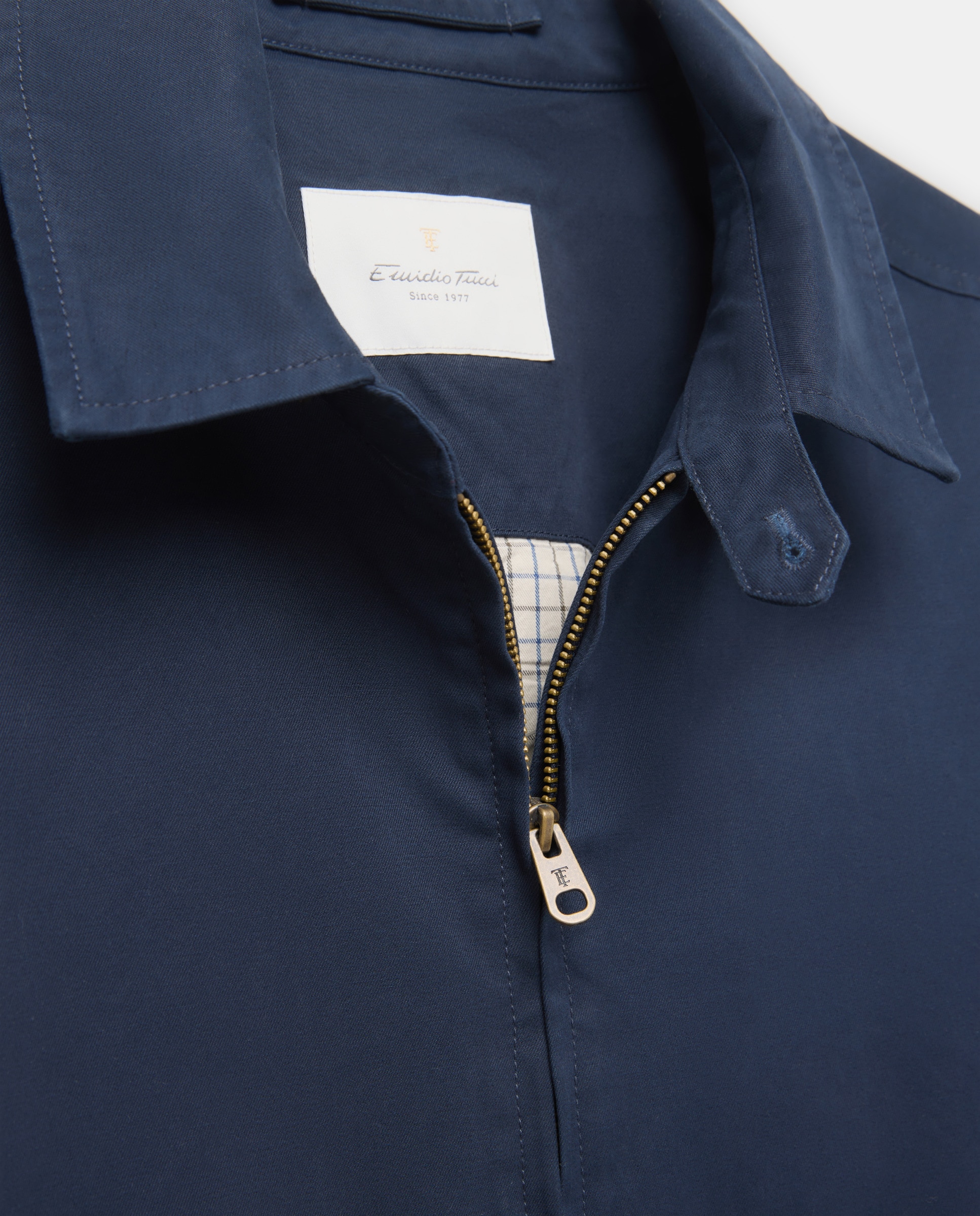 Blusão Tipo Harrington em Algodão Azul-marinho-5