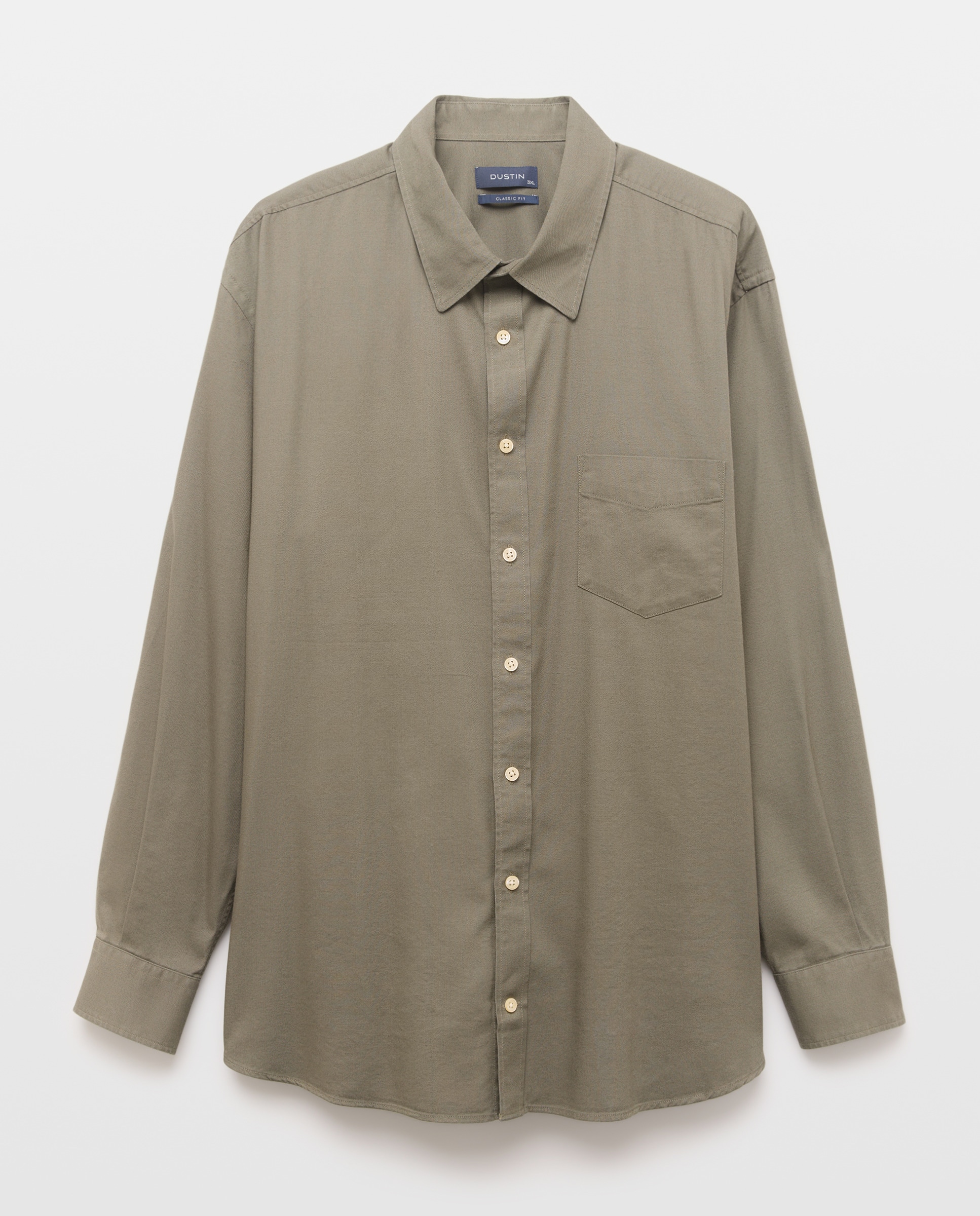 Camisa Casual de Tamanhos Grandes em Sarja com Manga Comprida Lisa e Corte Regular Verde-5