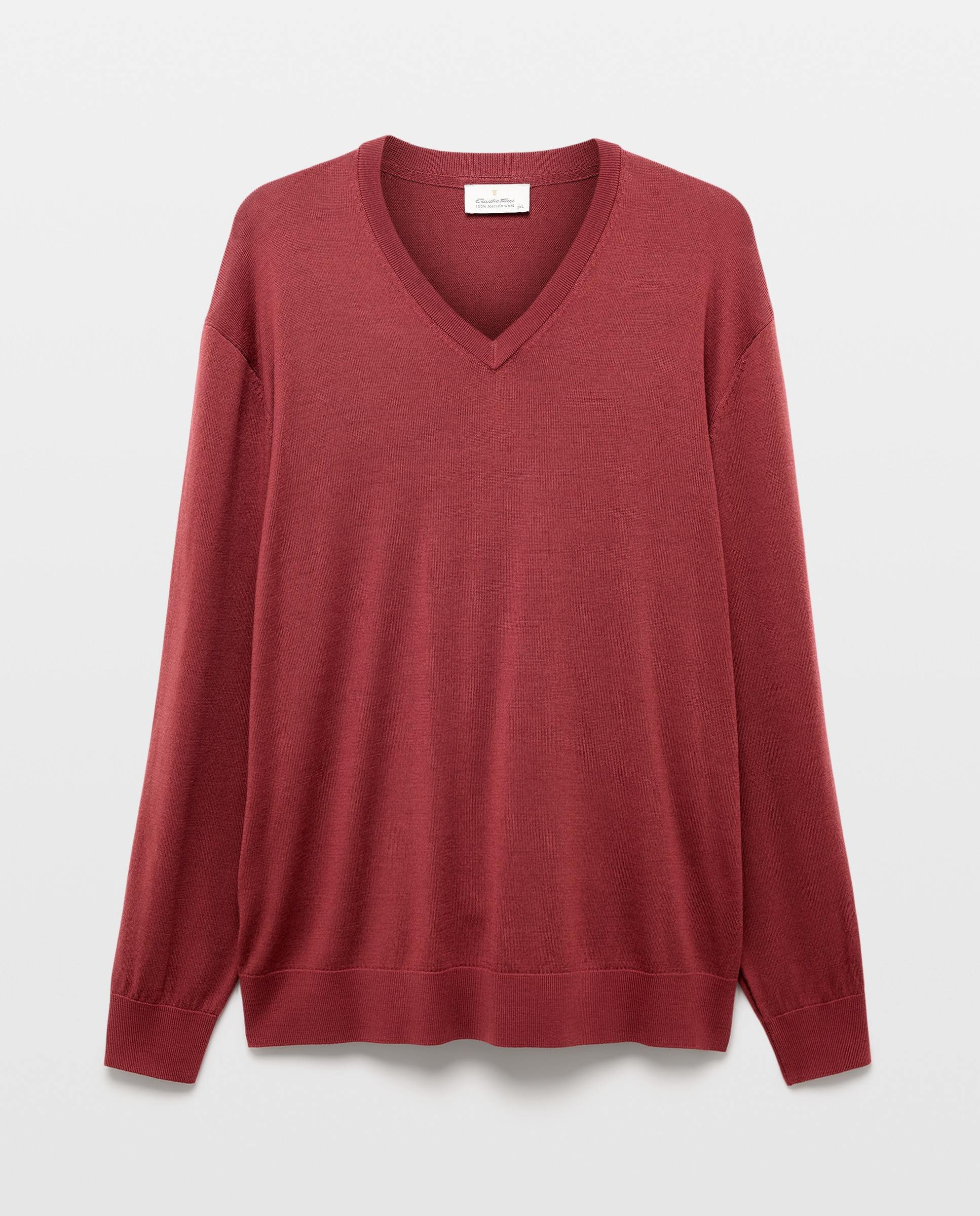 Camisola de Malha Lisa com Gola em Bico Tamanhos Grandes Rosa-4