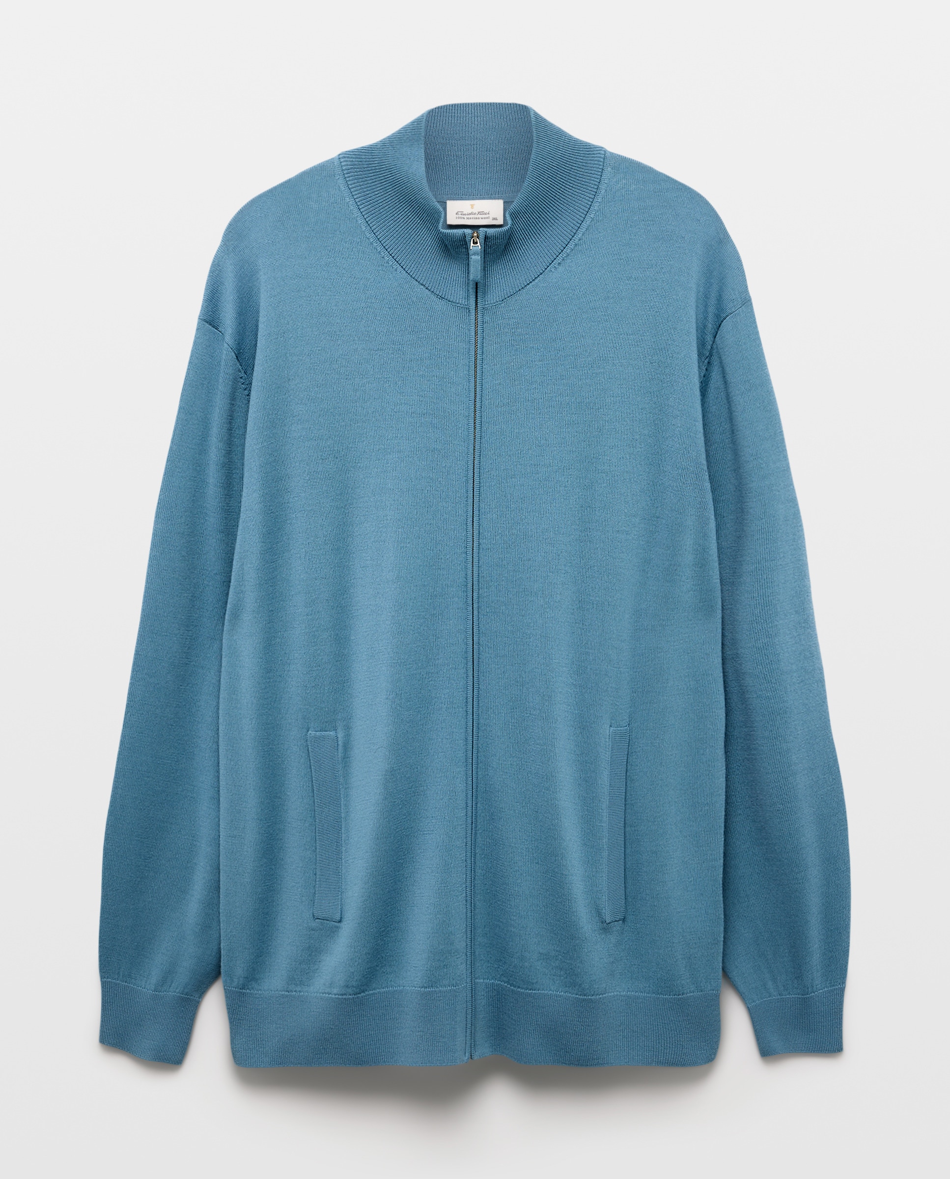 Cardigan Liso com Botões Tamanhos Grandes Azul-claro-4