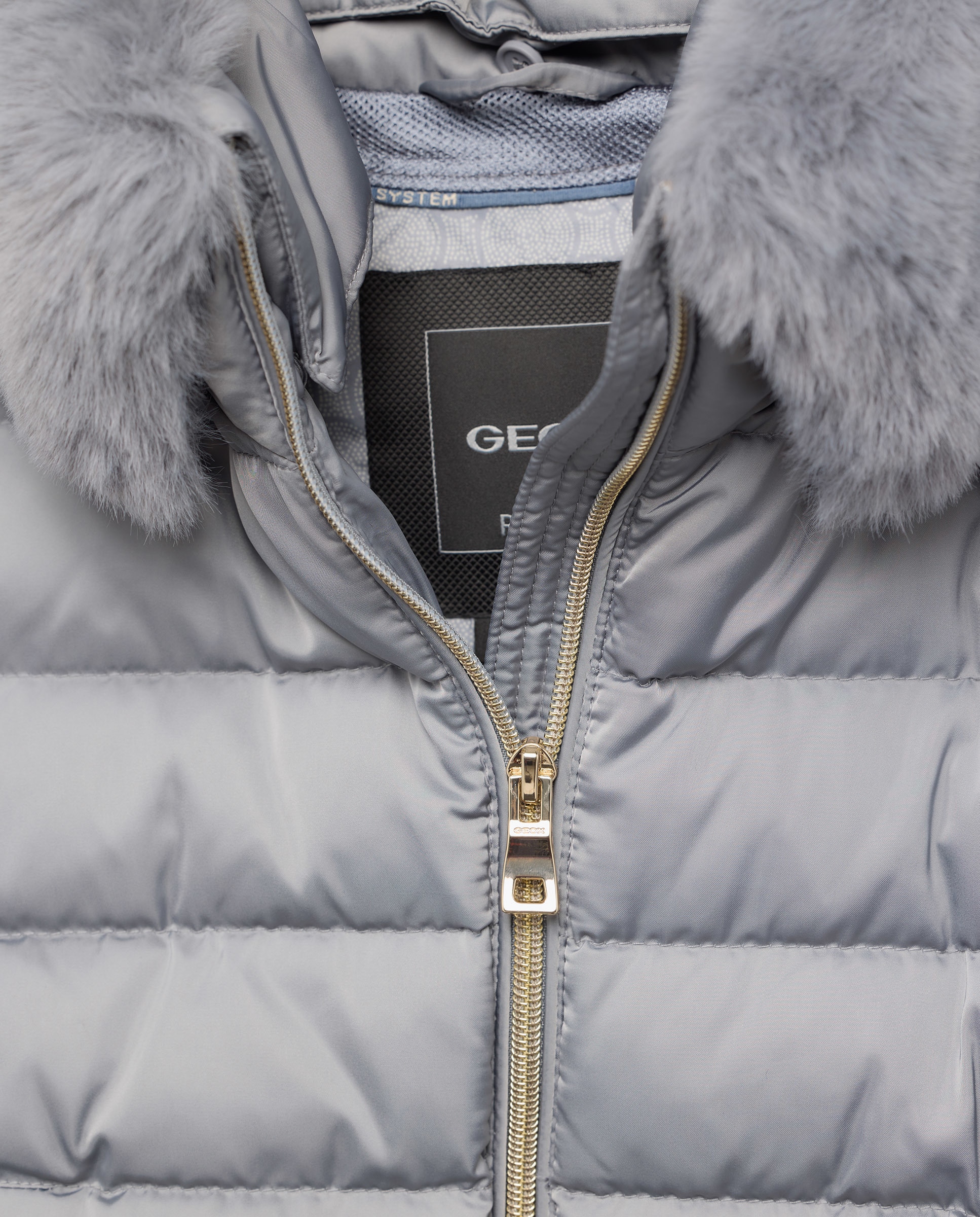 Blusão Acolchoado de Comprimento Médio com Capuz Cinzento-claro-2