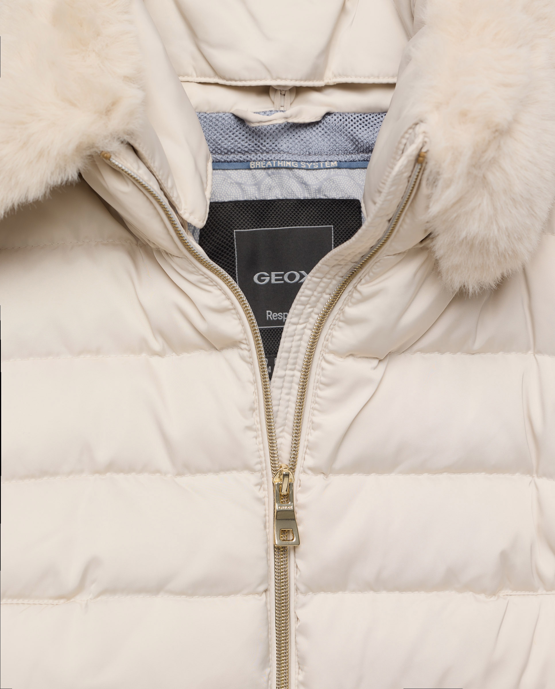 Blusão Acolchoado de Comprimento Médio com Capuz Branco-2