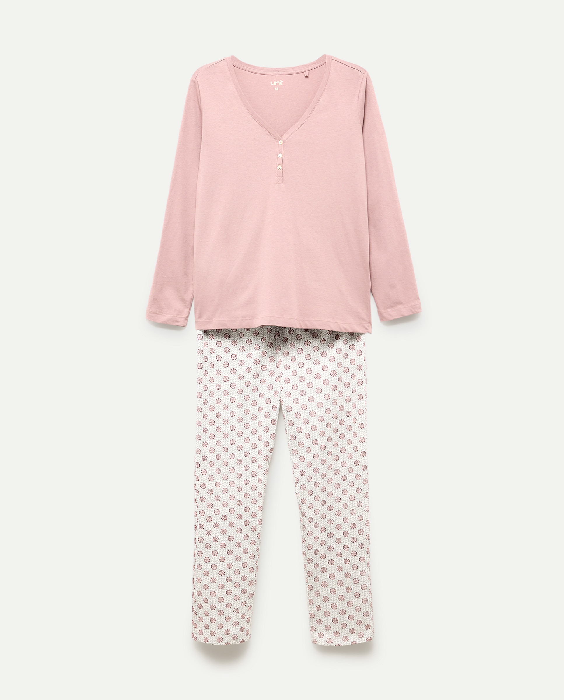 Pijama Mujer Algodón Estampado 220 Rosa palo-3
