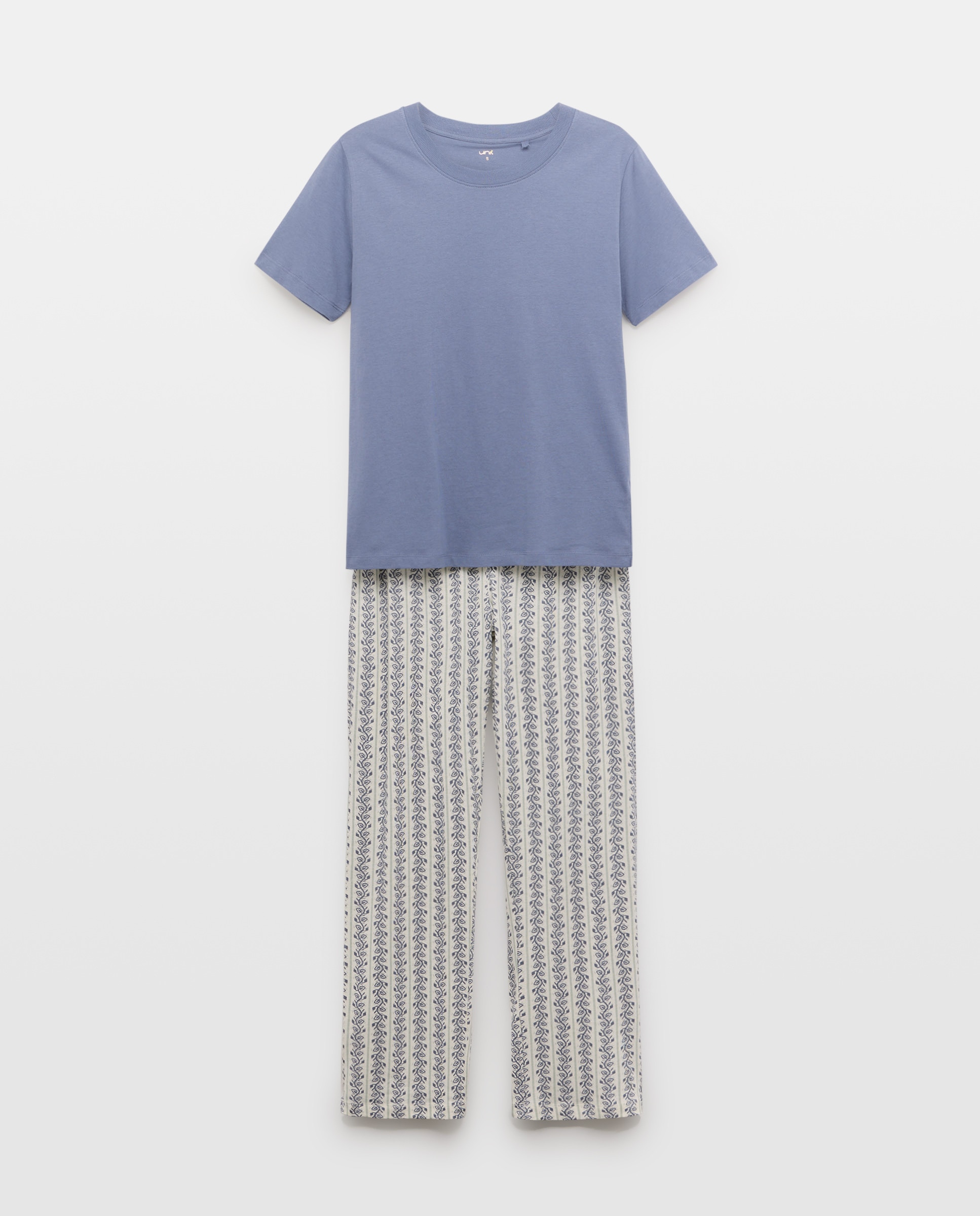 Pijama mujer algodón estampado Azul marino-3