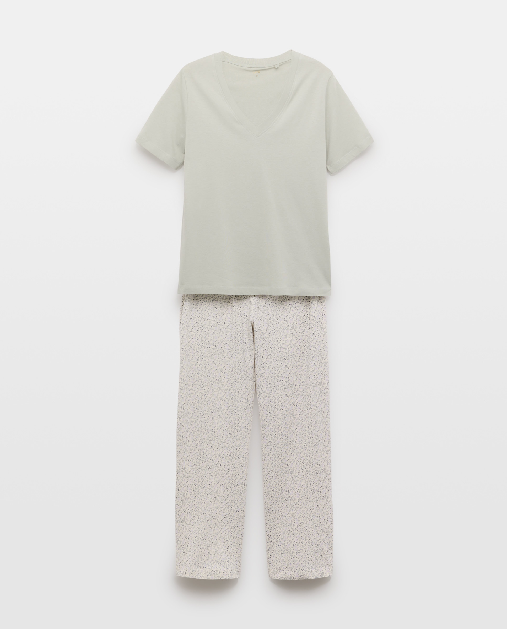 Pijama mujer algodón estampado 582 Verde agua-3