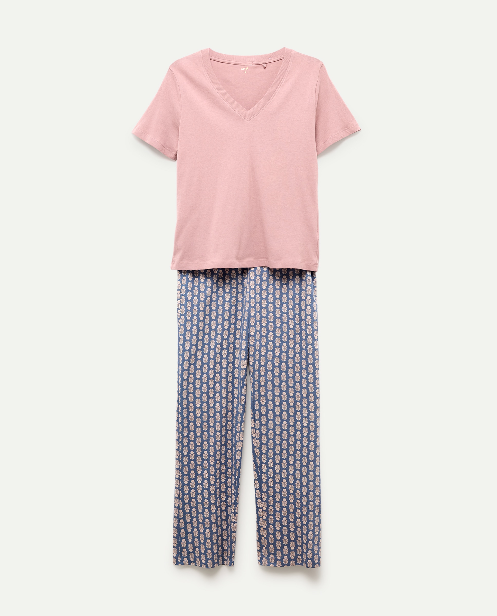Pijama mujer algodón estampado 220 Rosa palo-3