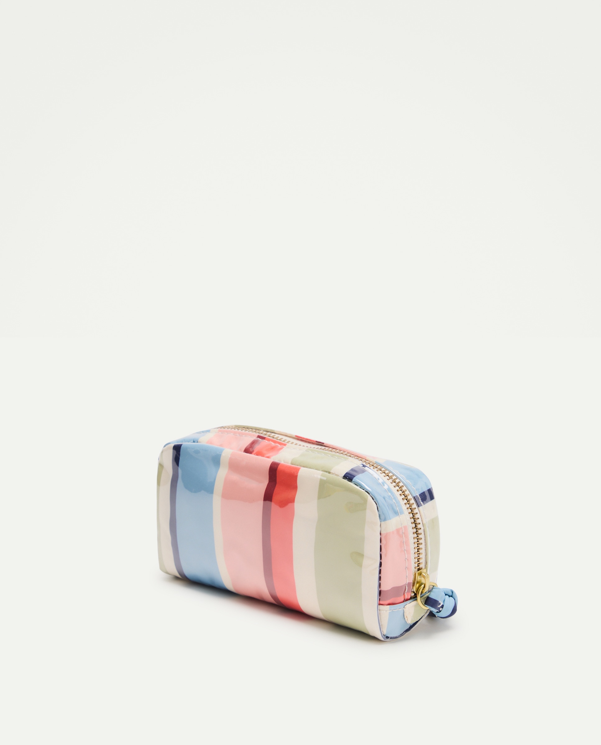 Nécessaire Pequeno com Estampado às Riscas Rosa-2