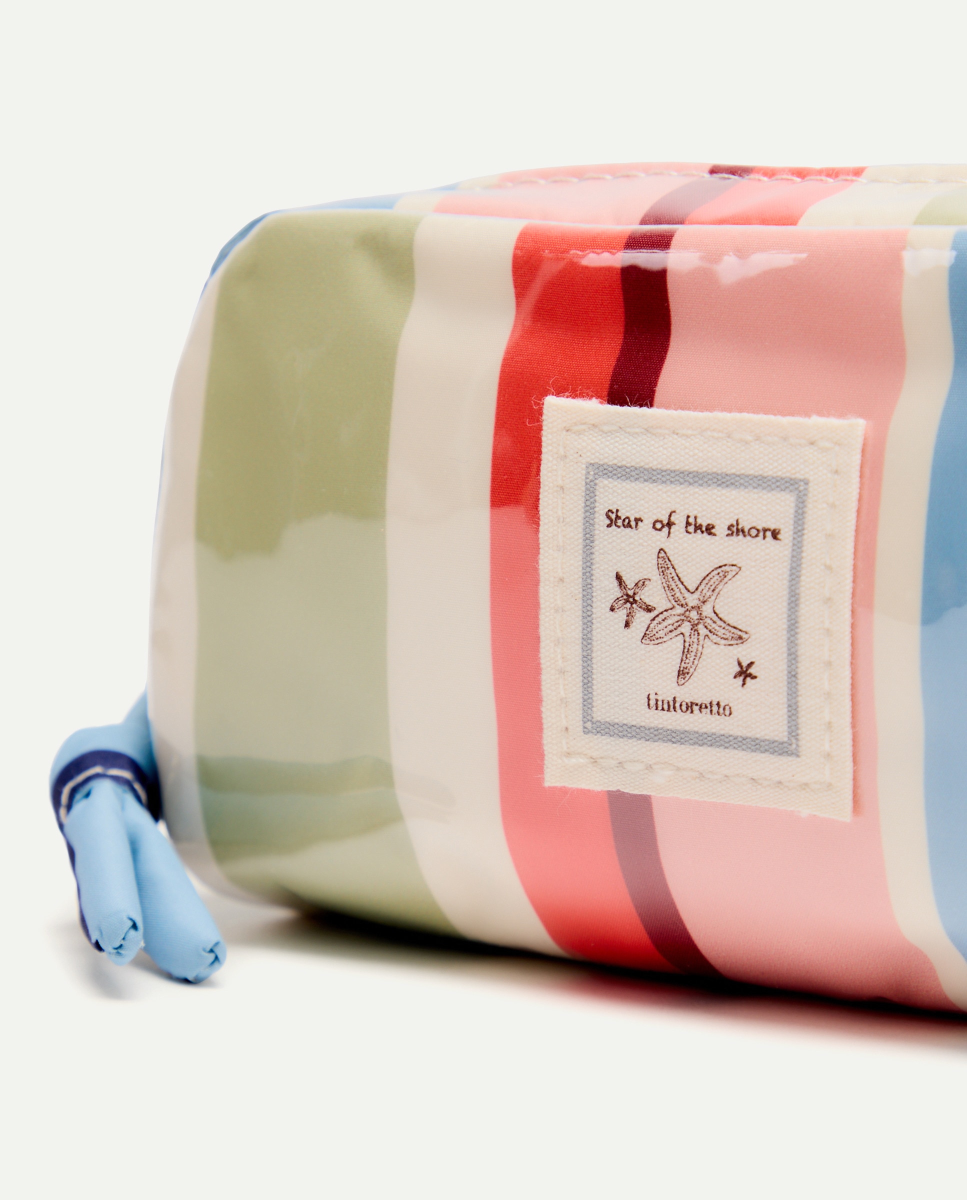 Nécessaire Pequeno com Estampado às Riscas Rosa-4