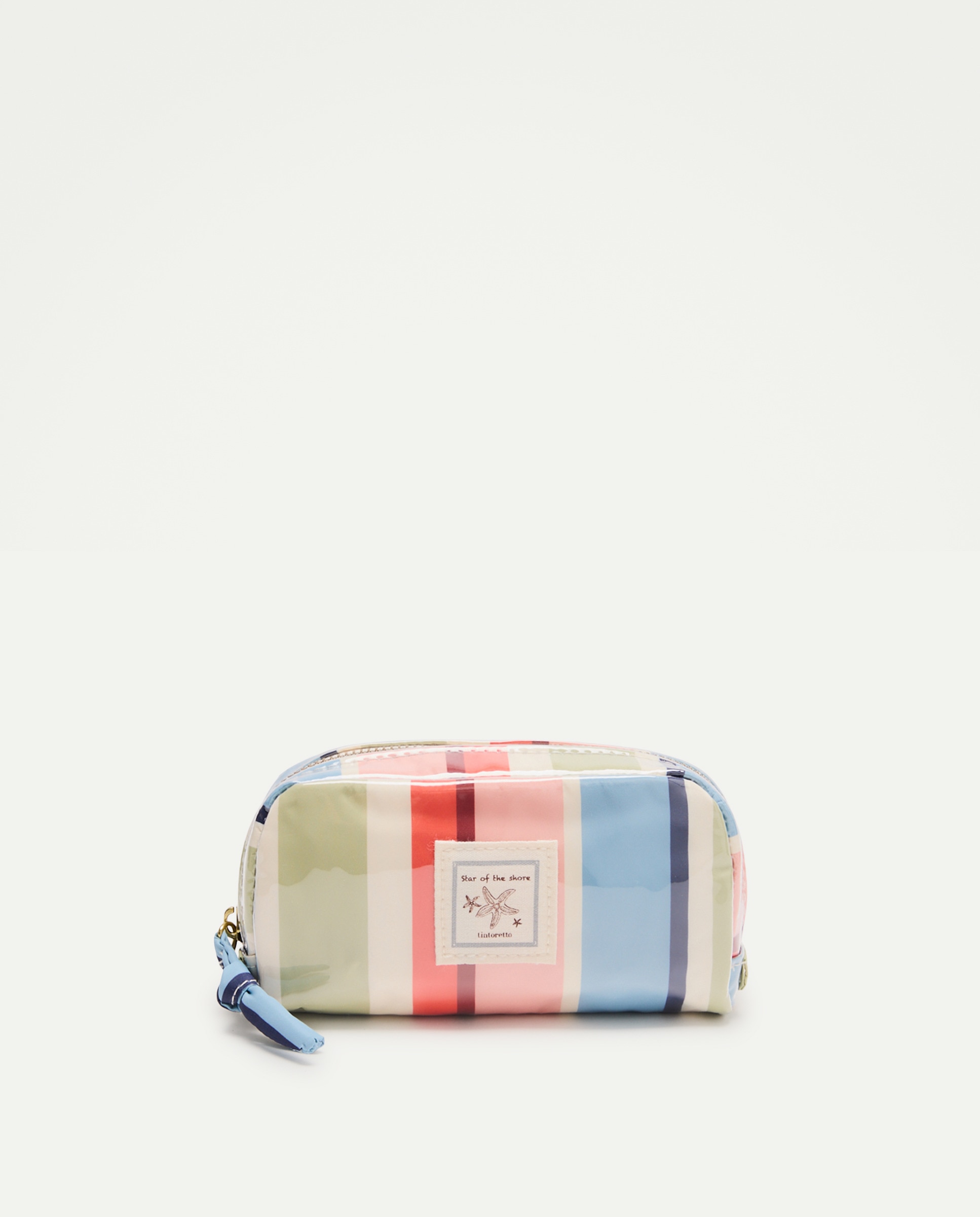 Nécessaire Pequeno com Estampado às Riscas Rosa-1