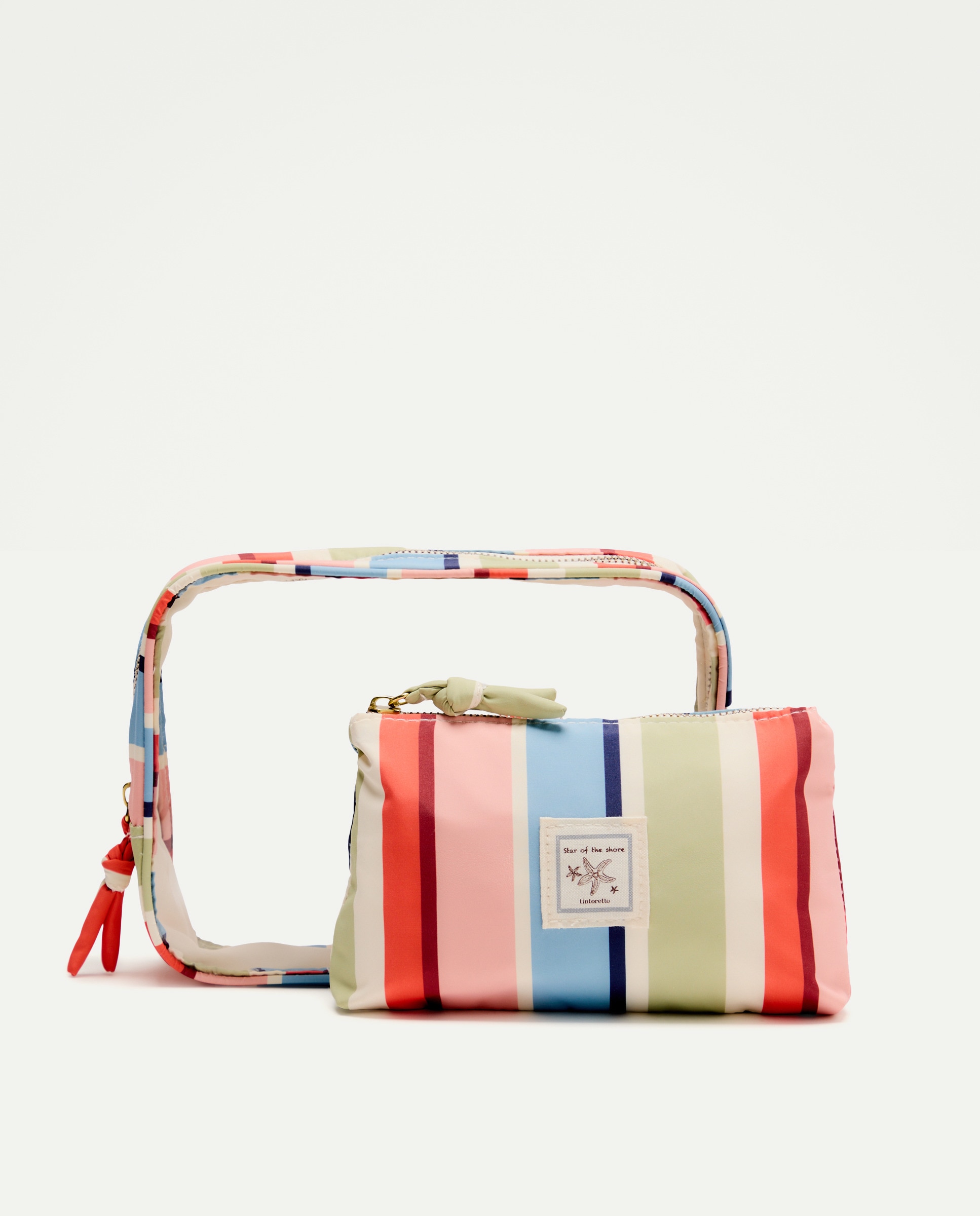 Pack de 2 Nécessaires - Transparente/às Riscas Rosa-3