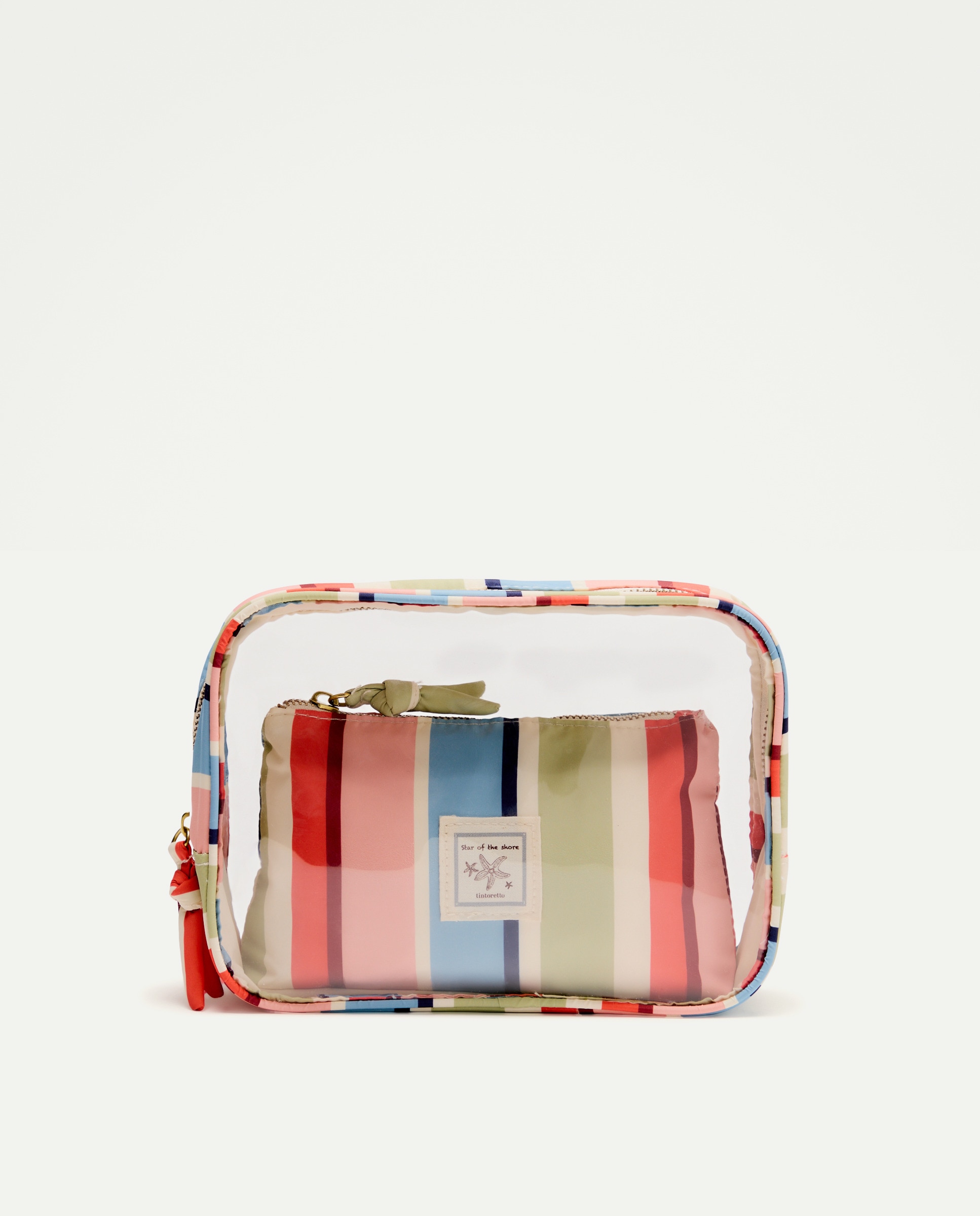 Pack de 2 Nécessaires - Transparente/às Riscas Rosa-1