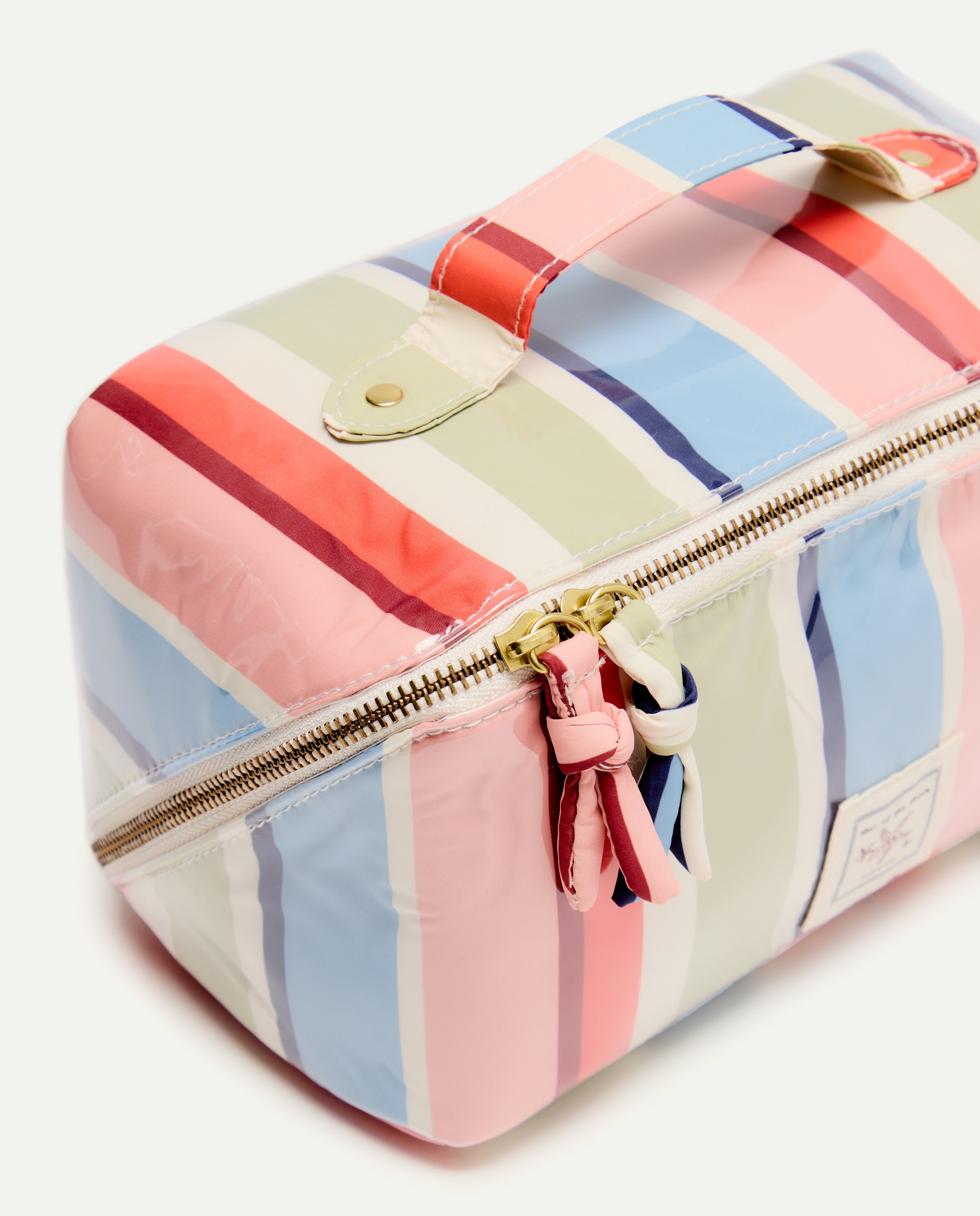 Nécessaire de Maquilhagem com Estampado às Riscas Rosa-4