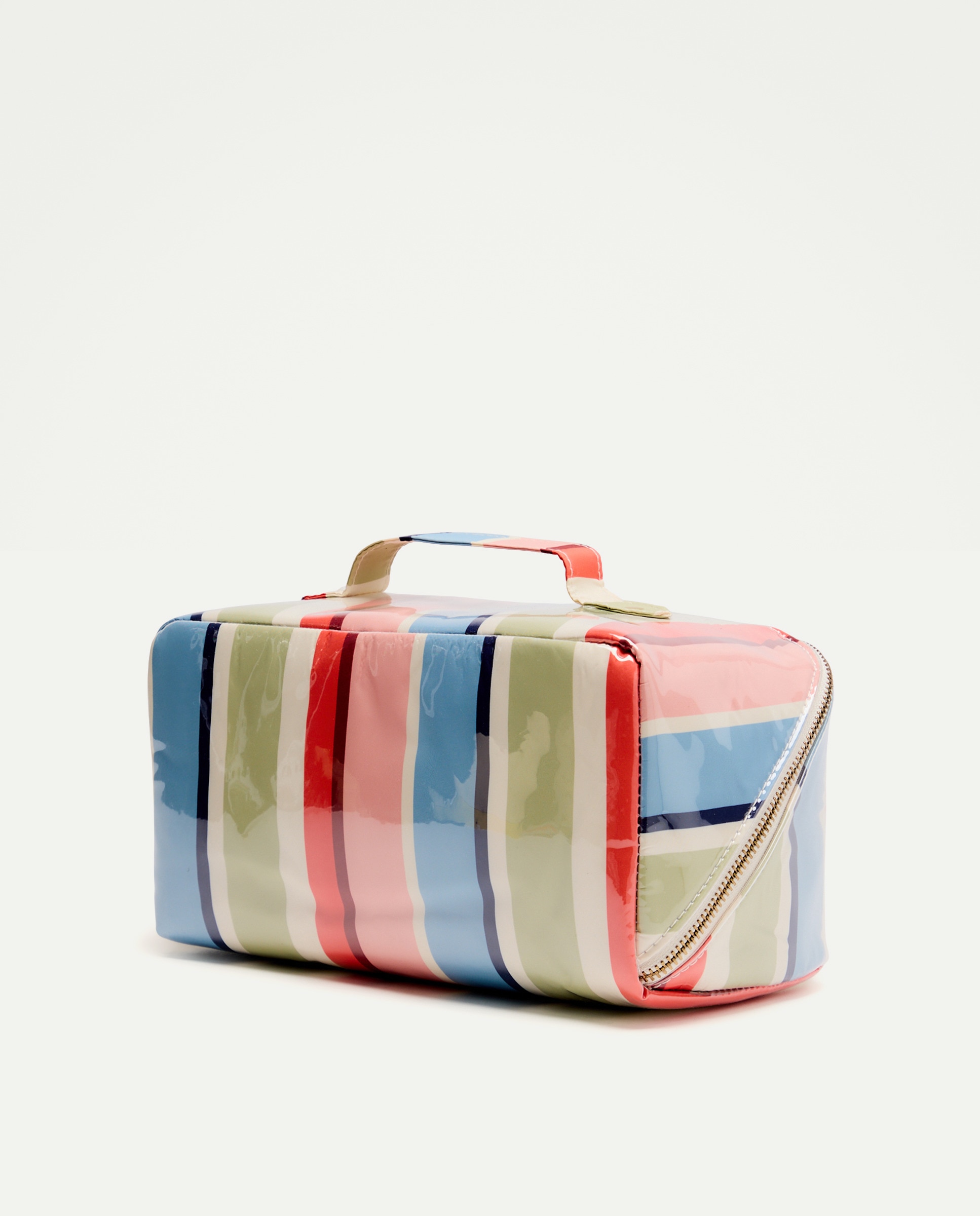 Nécessaire de Maquilhagem com Estampado às Riscas Rosa-2