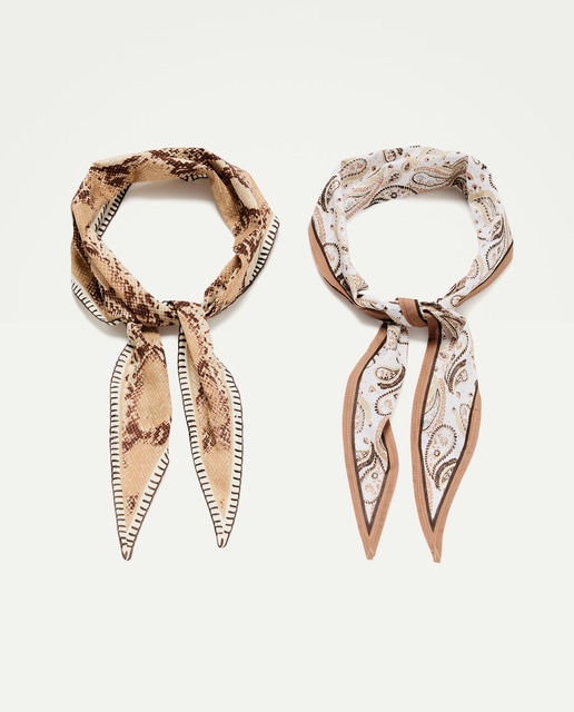 Imagem 0 de Conjunto de Lenços com Estampado Paisley e Snake