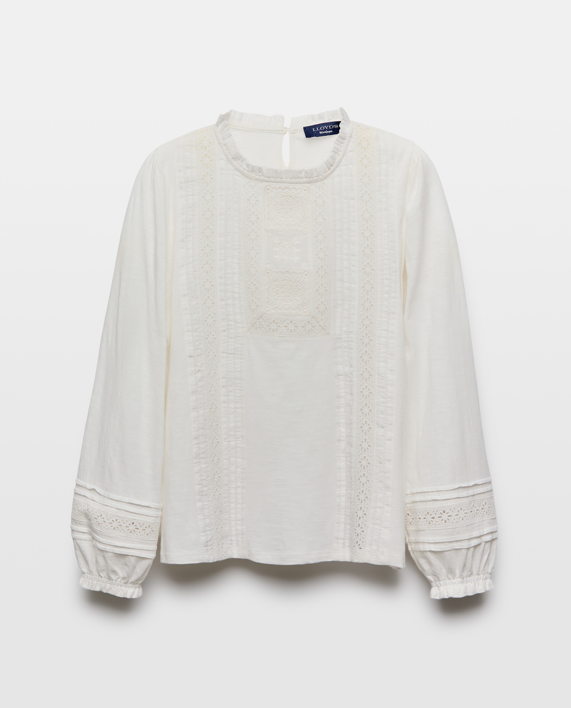 Camisola de Manga Comprida com Decote Redondo e Renda 120 Cru-4