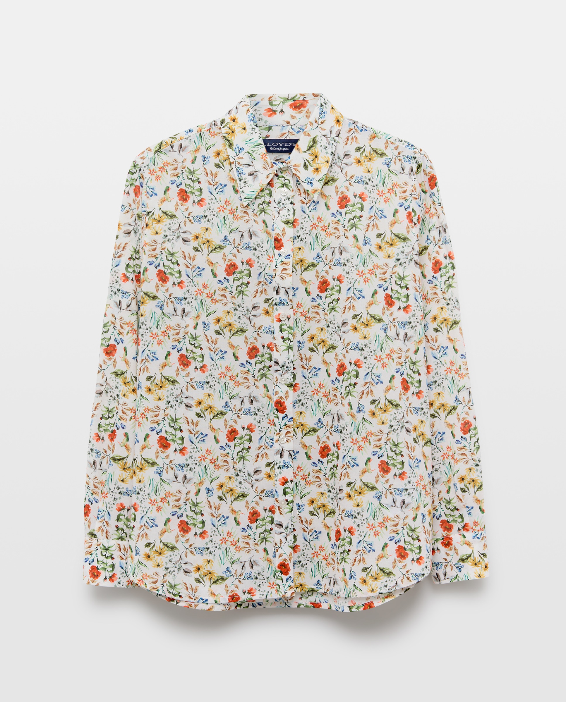 Camisa Botânica com Manga Comprida Vermelho-5