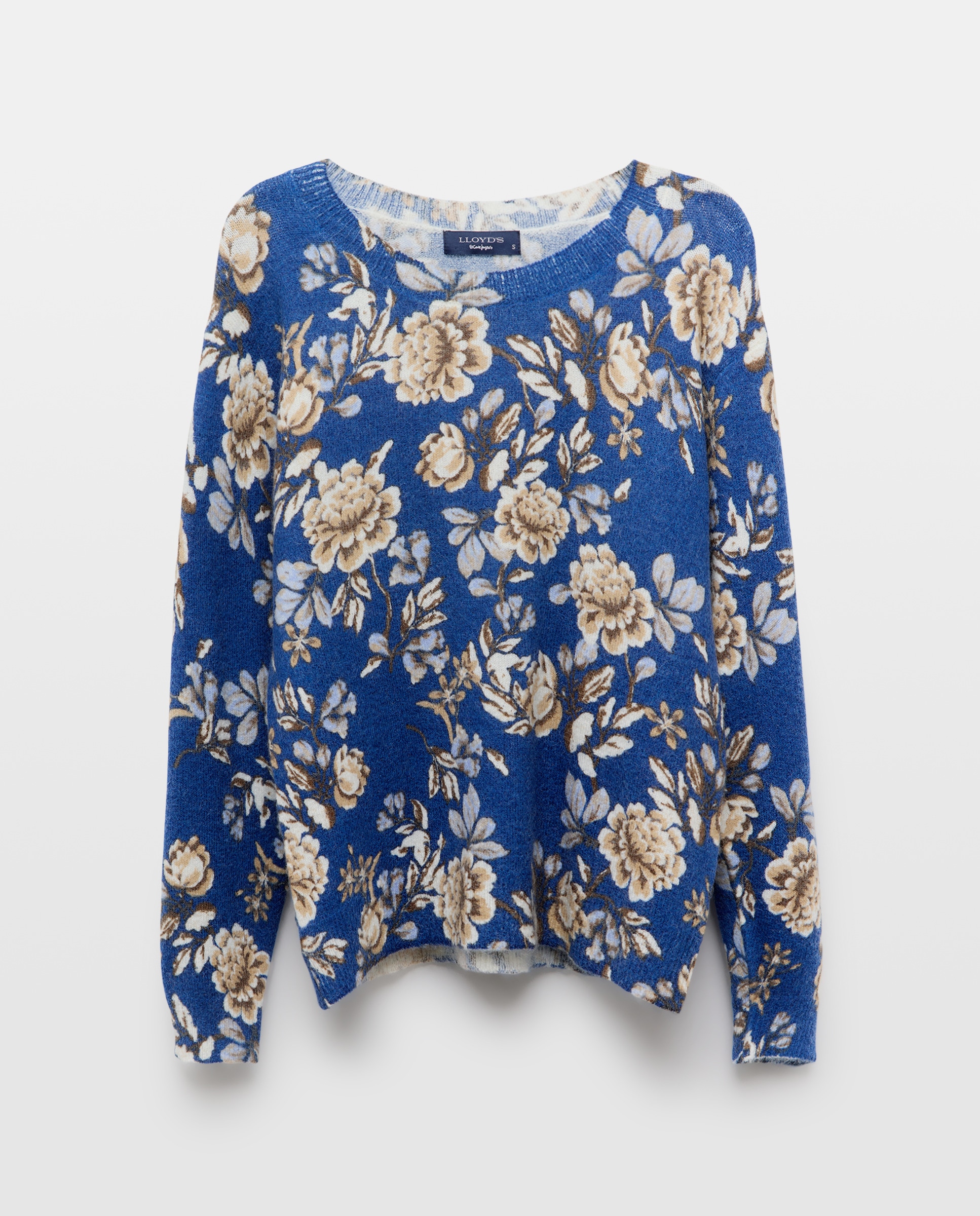 Camisola de Malha com Estampado Floral Azul-4