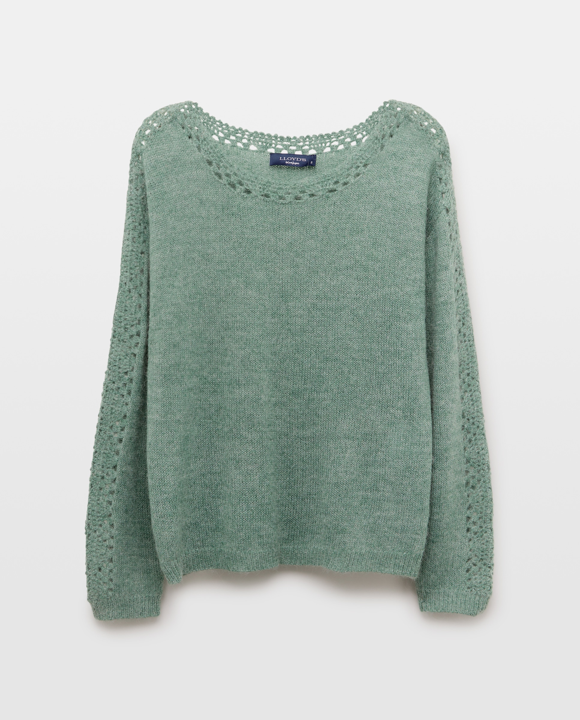 Camisola de malha de mulher com manga comprida e decote redondo Verde-claro-5