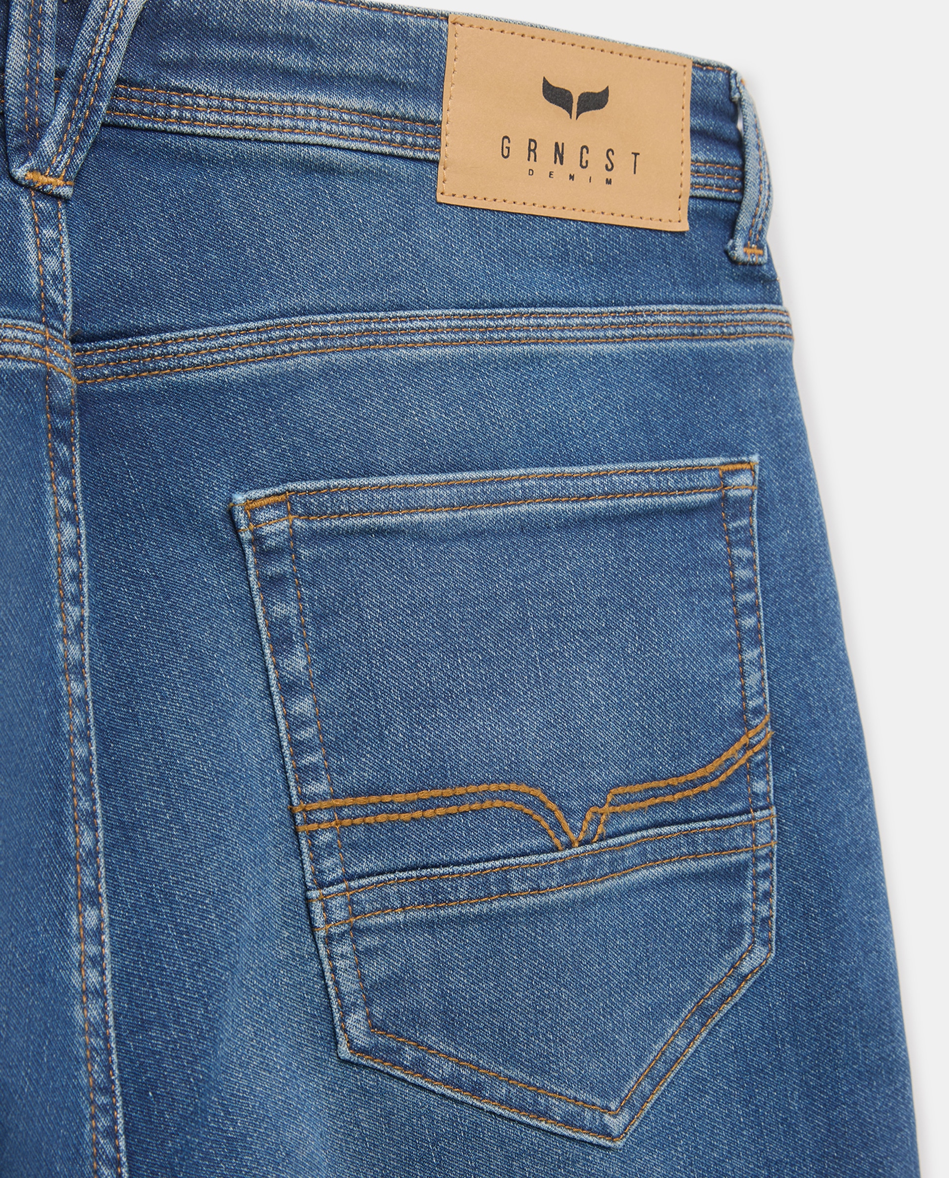 Jeans Slim em Tecido de Malha Azul-escuro-5