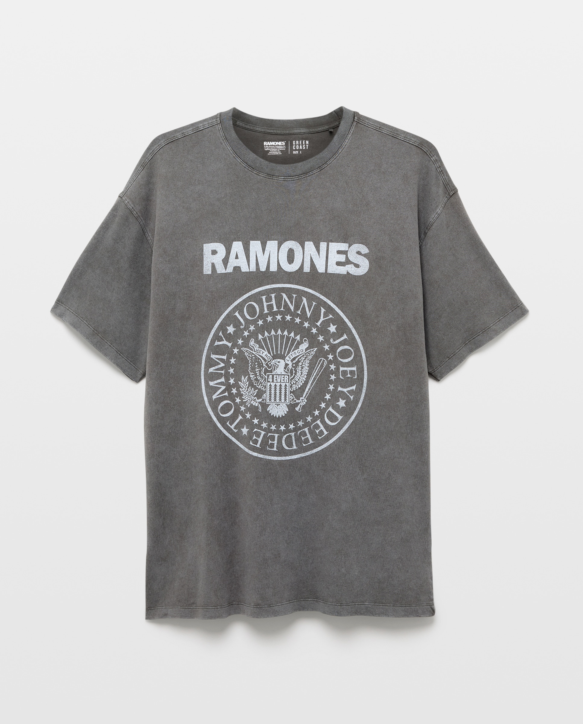 T-shirt de Manga Curta com Estampado de Música Ramones Verde-5