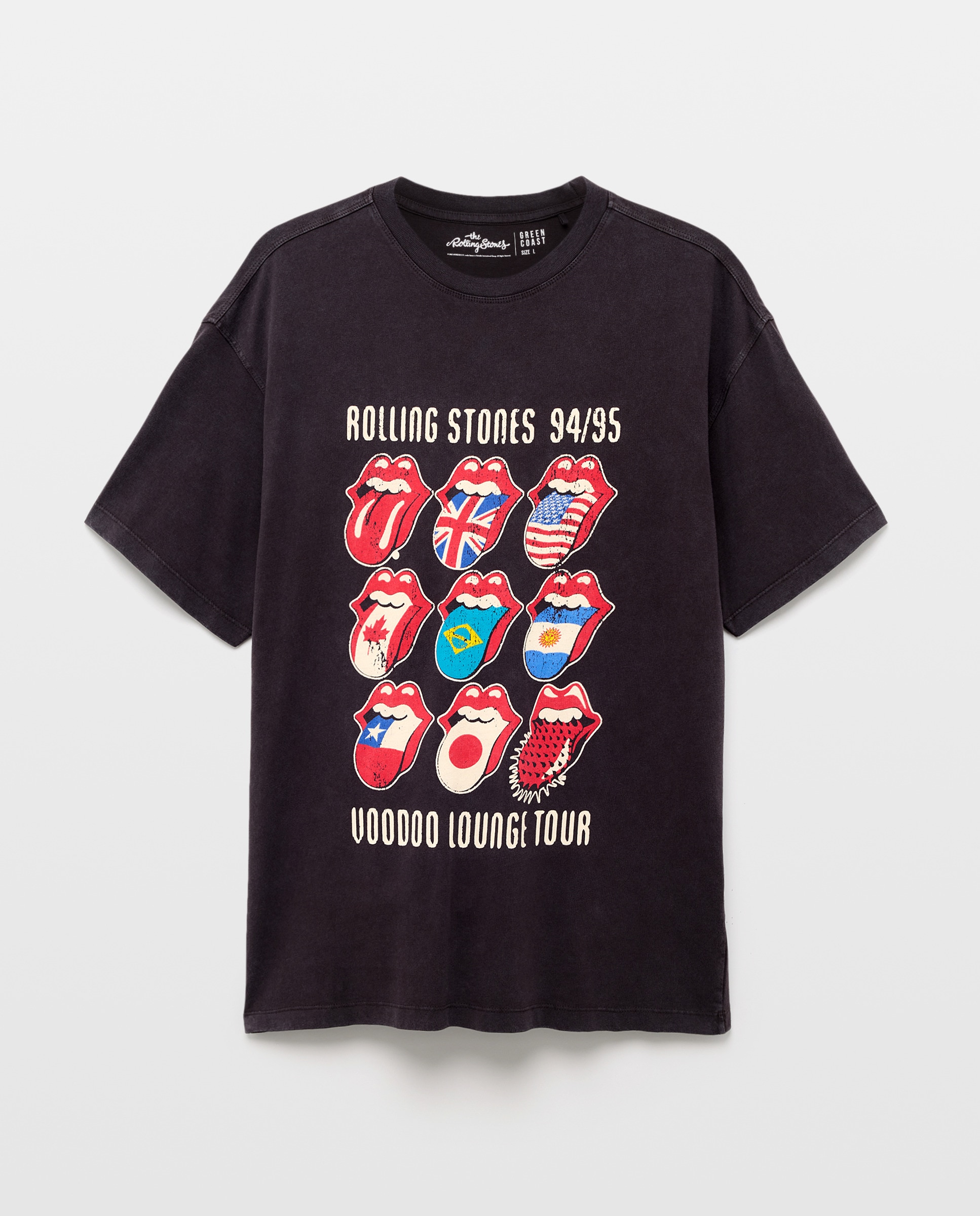 T-shirt de Manga Curta com Estampado de Música Rolling Stones Preto-5