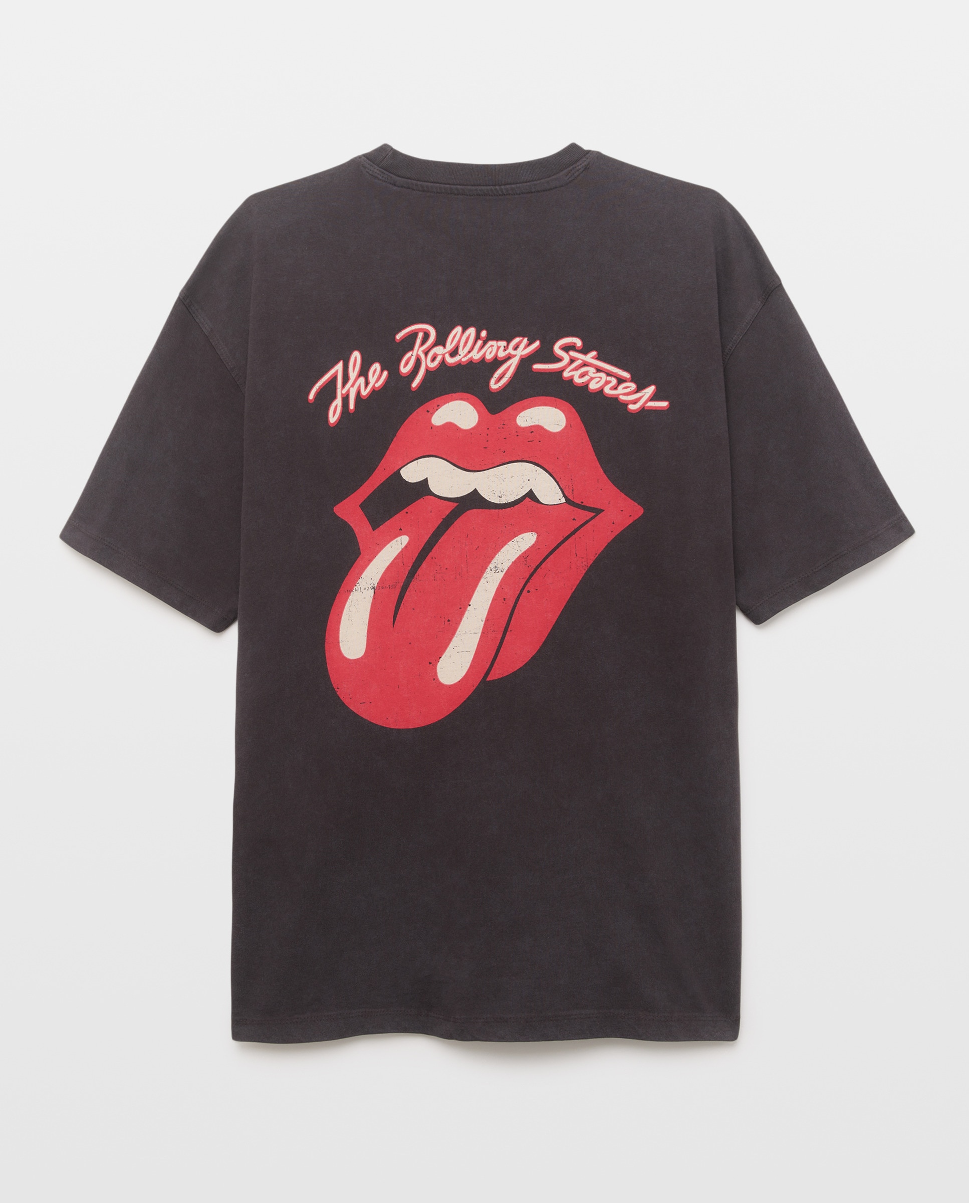 T-shirt de Manga Curta com Estampado de Música Rolling Stones Preto-6