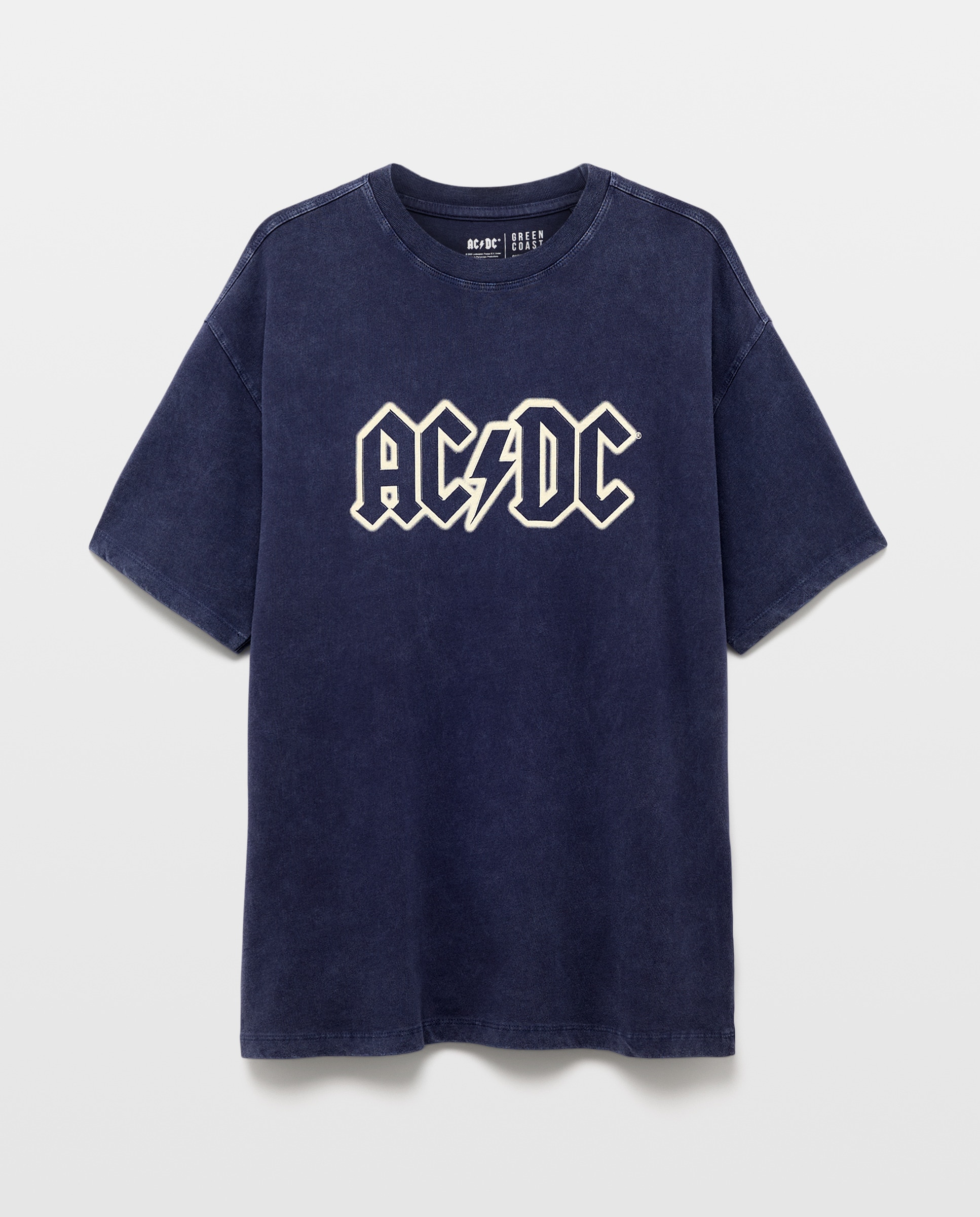 T-shirt de Manga Curta com Estampado de Música ACDC Azul-5