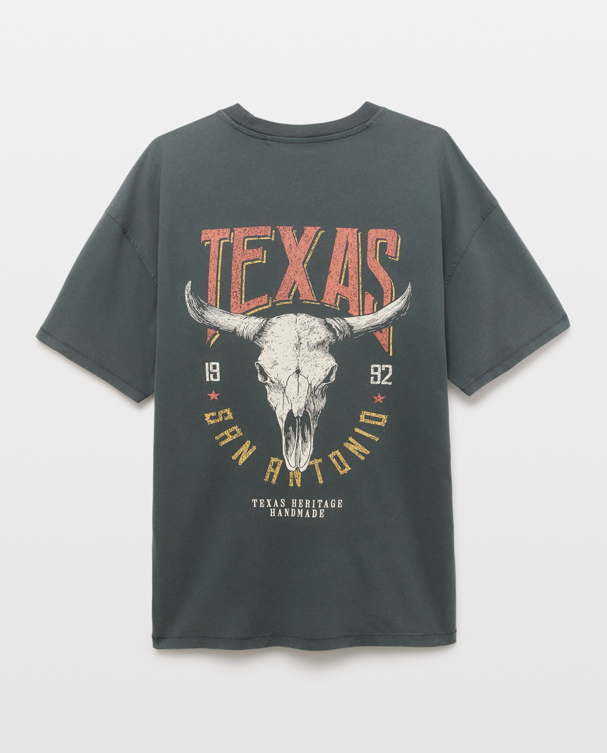 T-shirt de Manga Curta Acid Wash com Estampado Posicional Preto-5