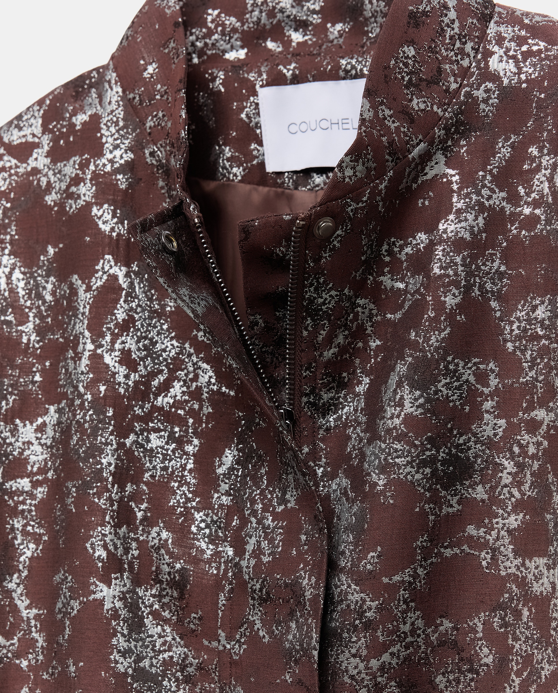 Casaco Tipo Blusão Bomber de Jacquard Castanho-7