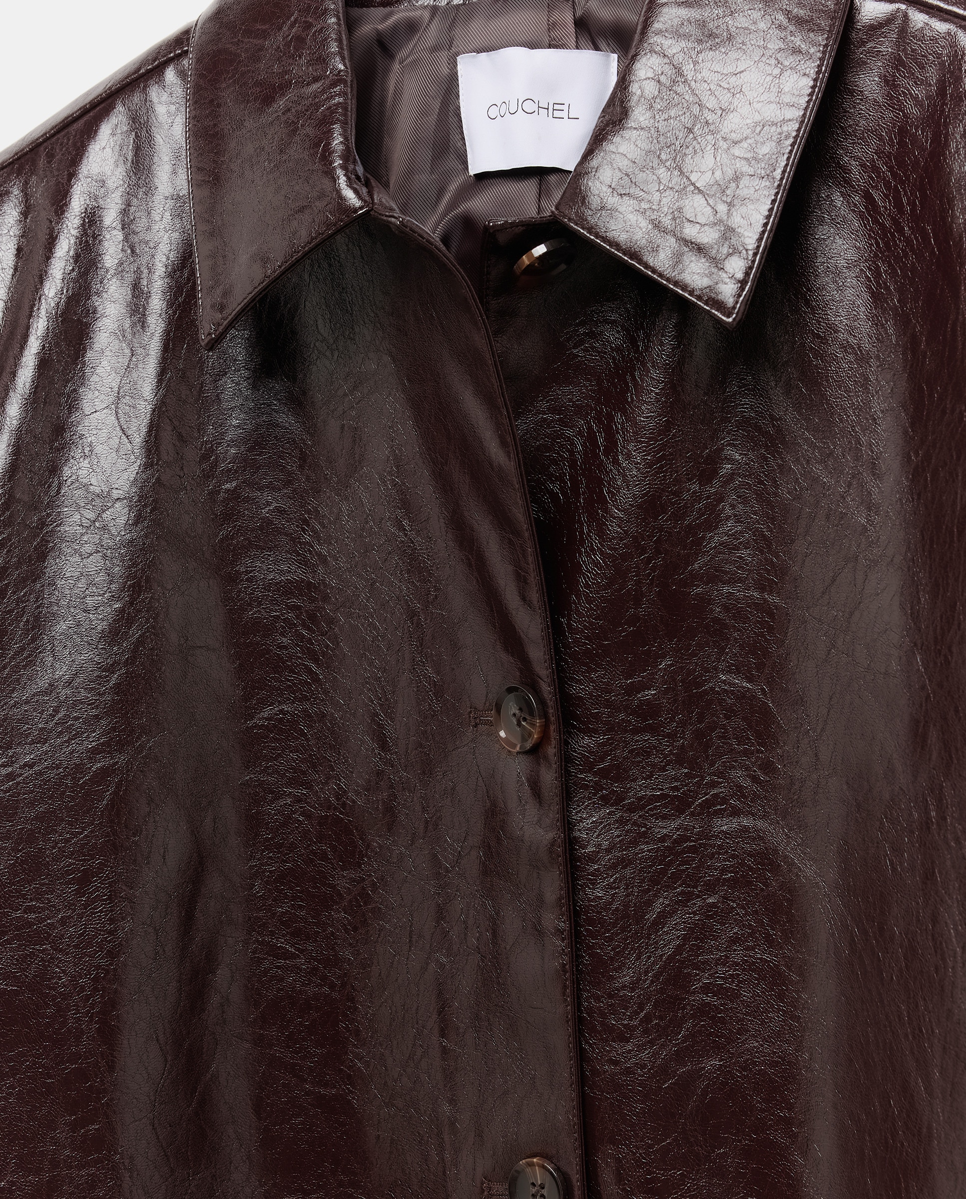 Casaco Comprido com Efeito de Pele Bordeaux-8