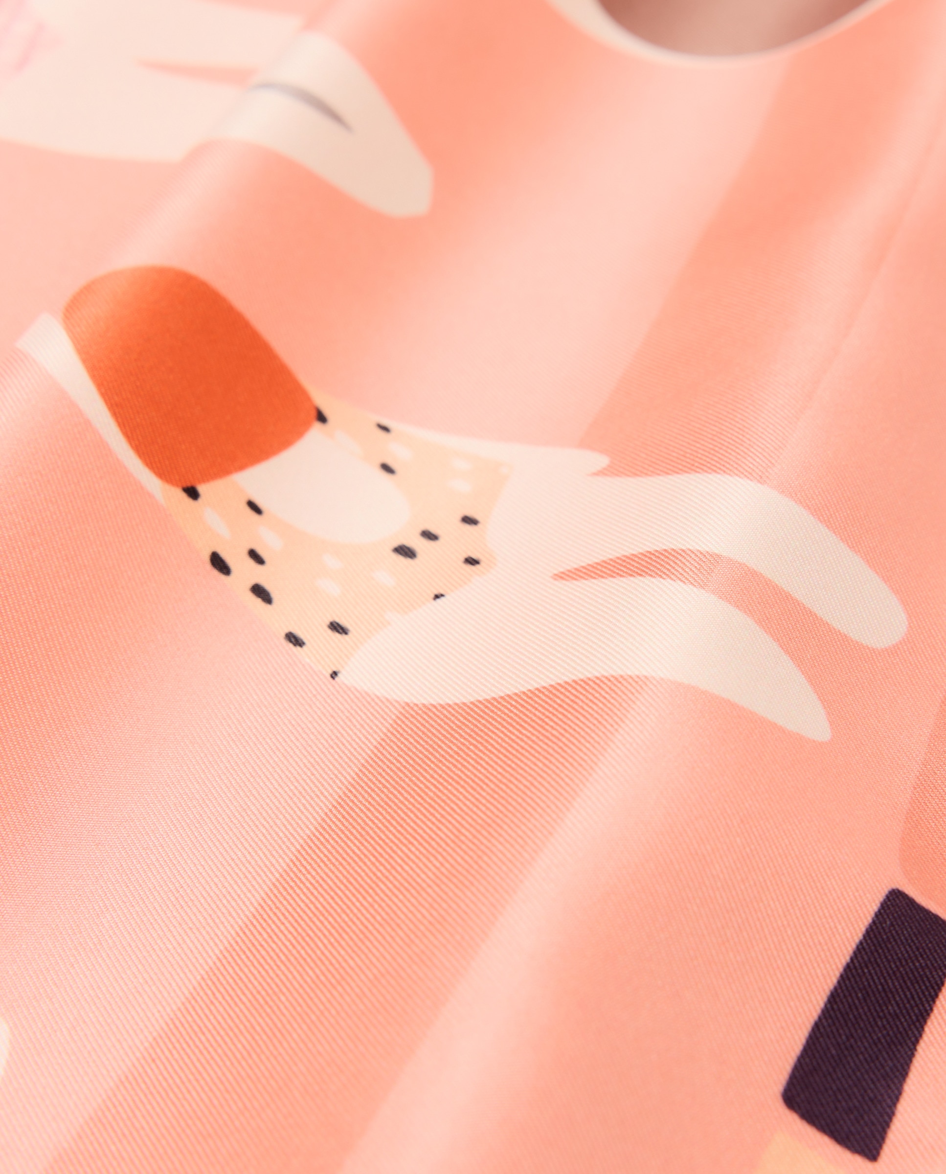 Lenço Acetinado com Estampado de Nadadoras 660 Laranja-3