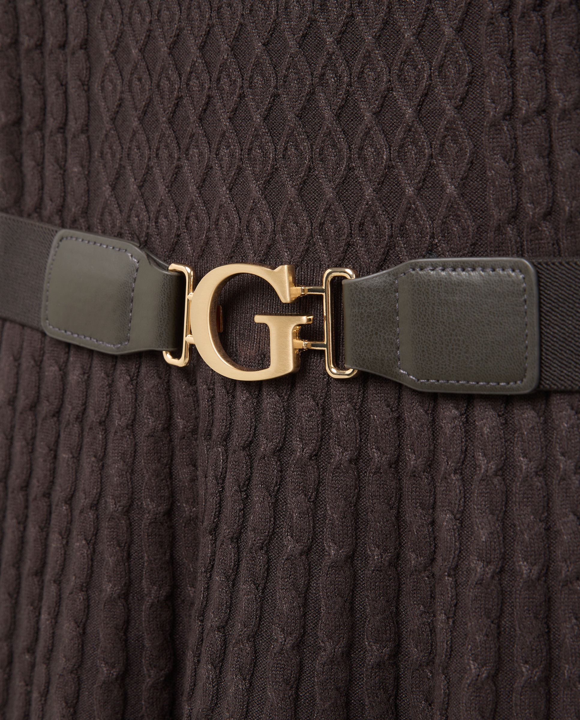 Vestido de Manga Comprida Bege-5