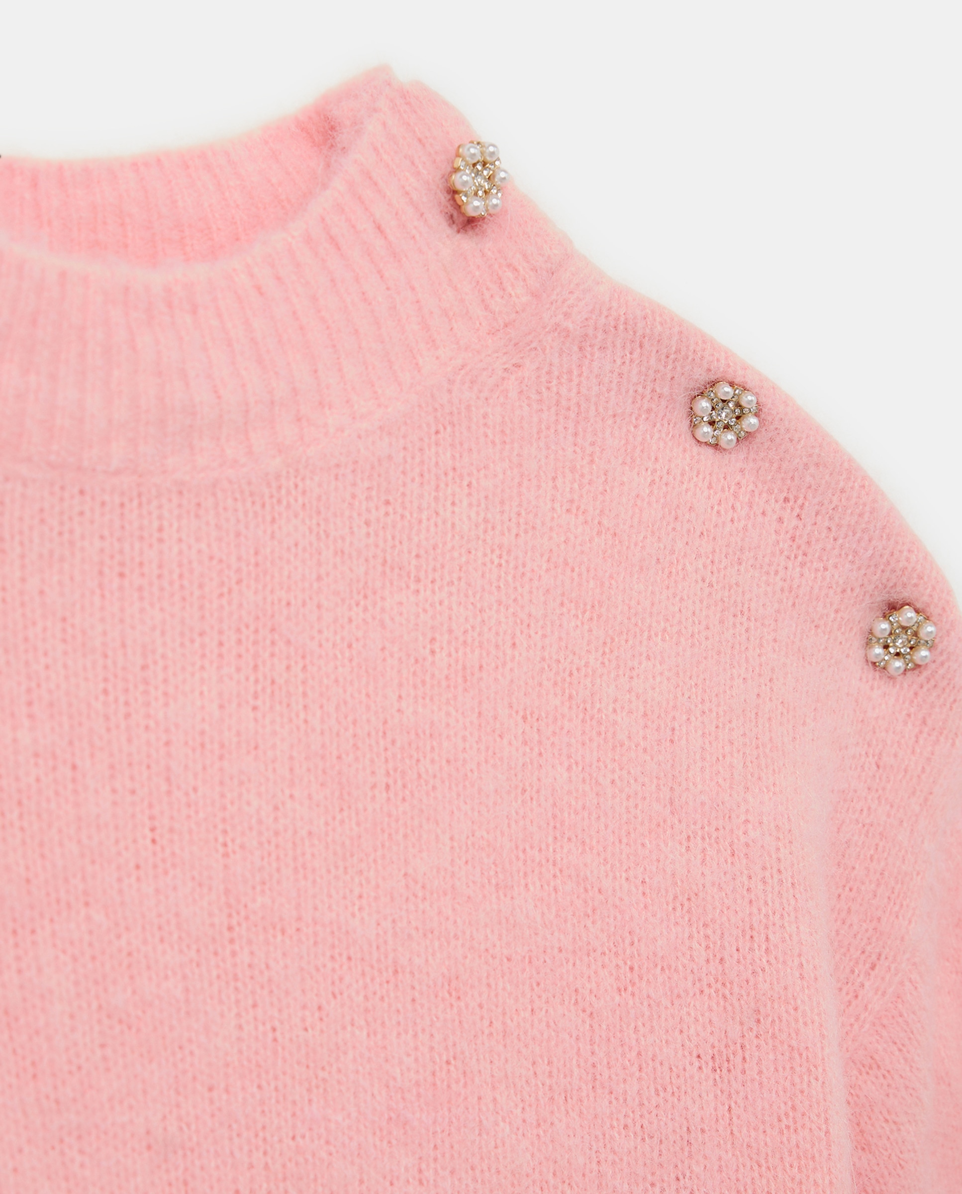 Camisola de Malha com Botões no Ombro Rosa-claro-6