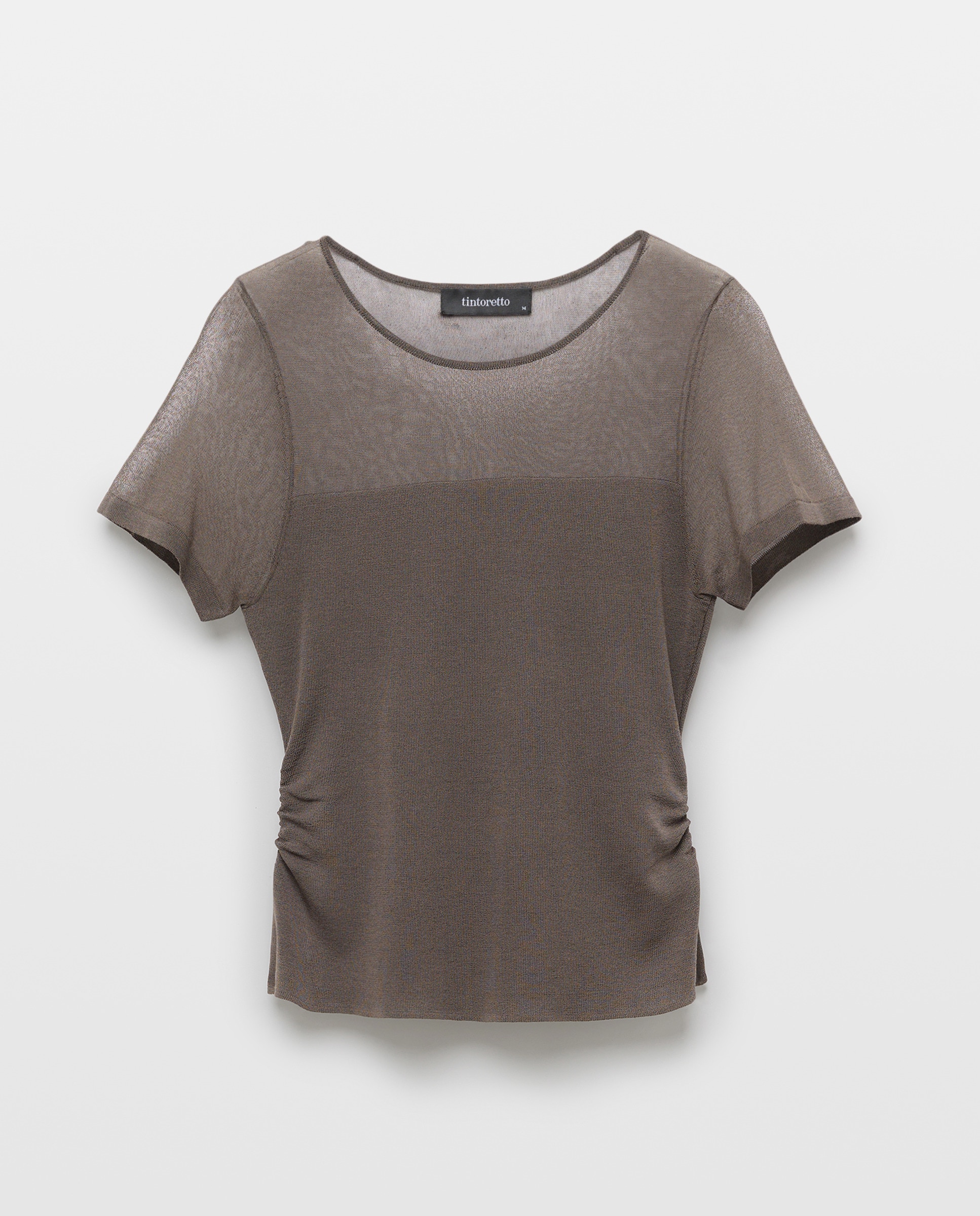 Camisola de Malha de Manga Curta com Transparências 830 Antracite-5