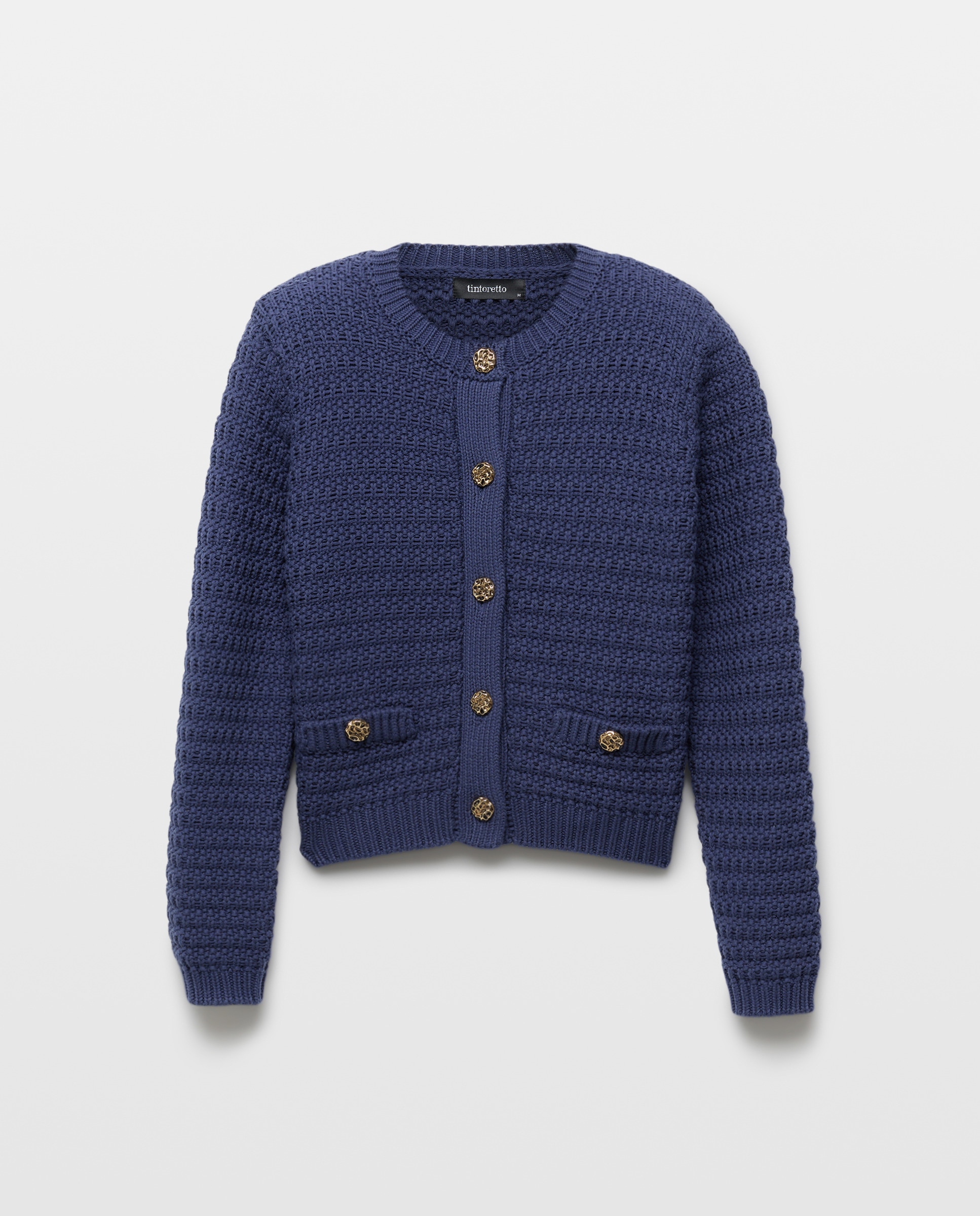 Cardigan às Riscas com Decote Redondo 400 Azul-5
