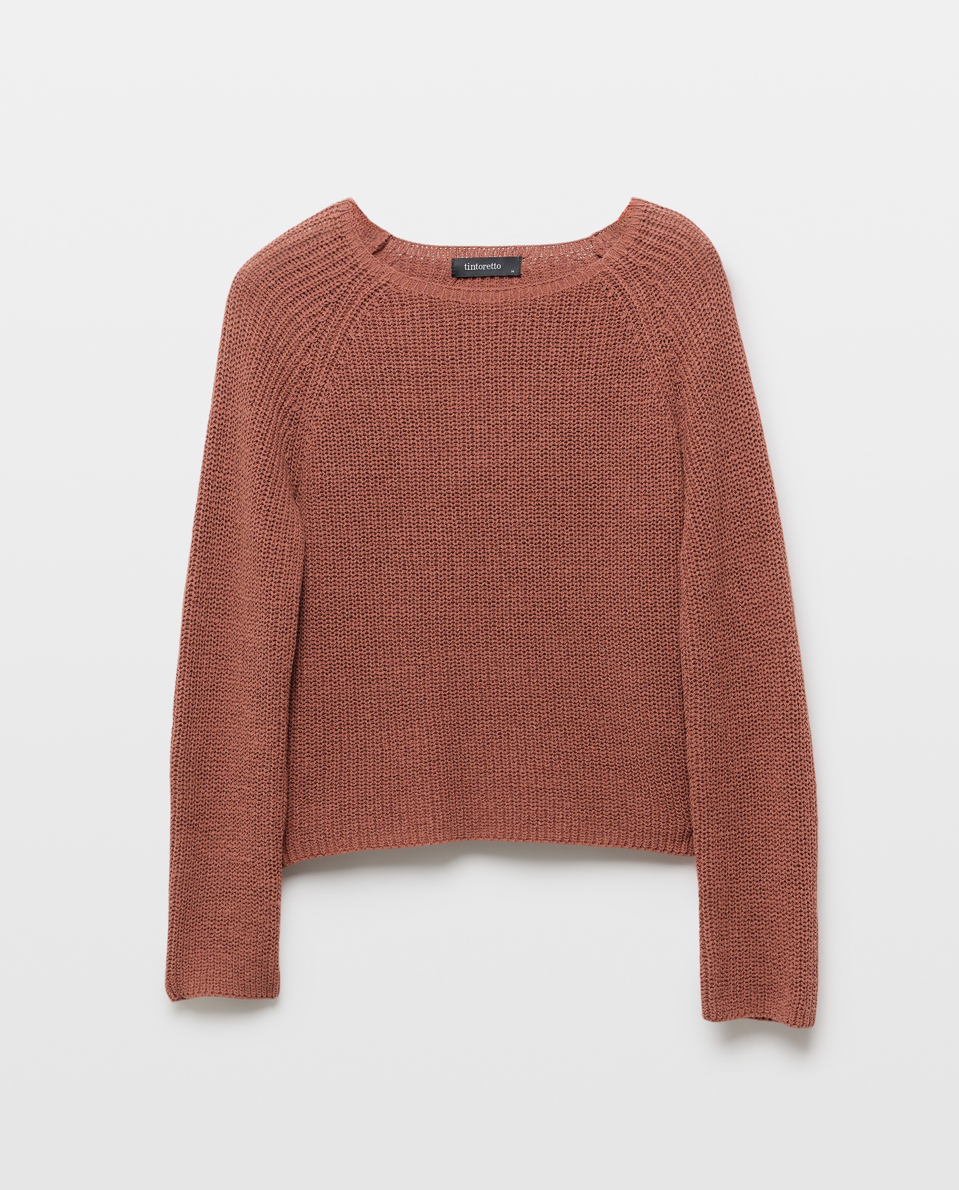 Camisola de Malha com Decote Redondo e Manga Comprida 770 Terracota-5